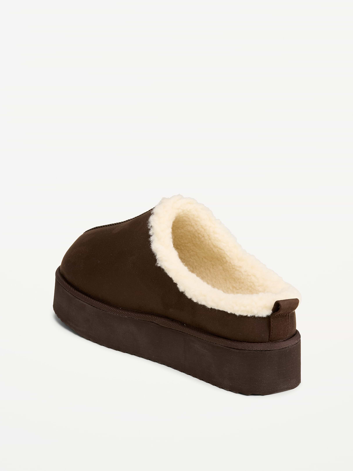 Faux-Suede Platform Mule Clogs for Women - Black Coffee