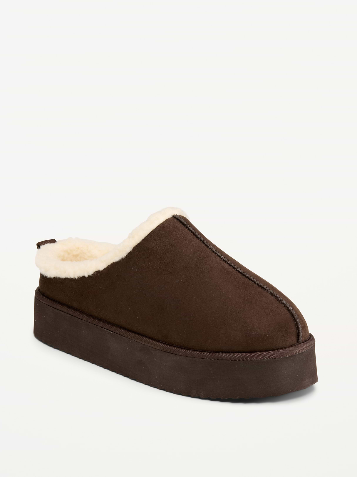 Faux-Suede Platform Mule Clogs for Women - Black Coffee