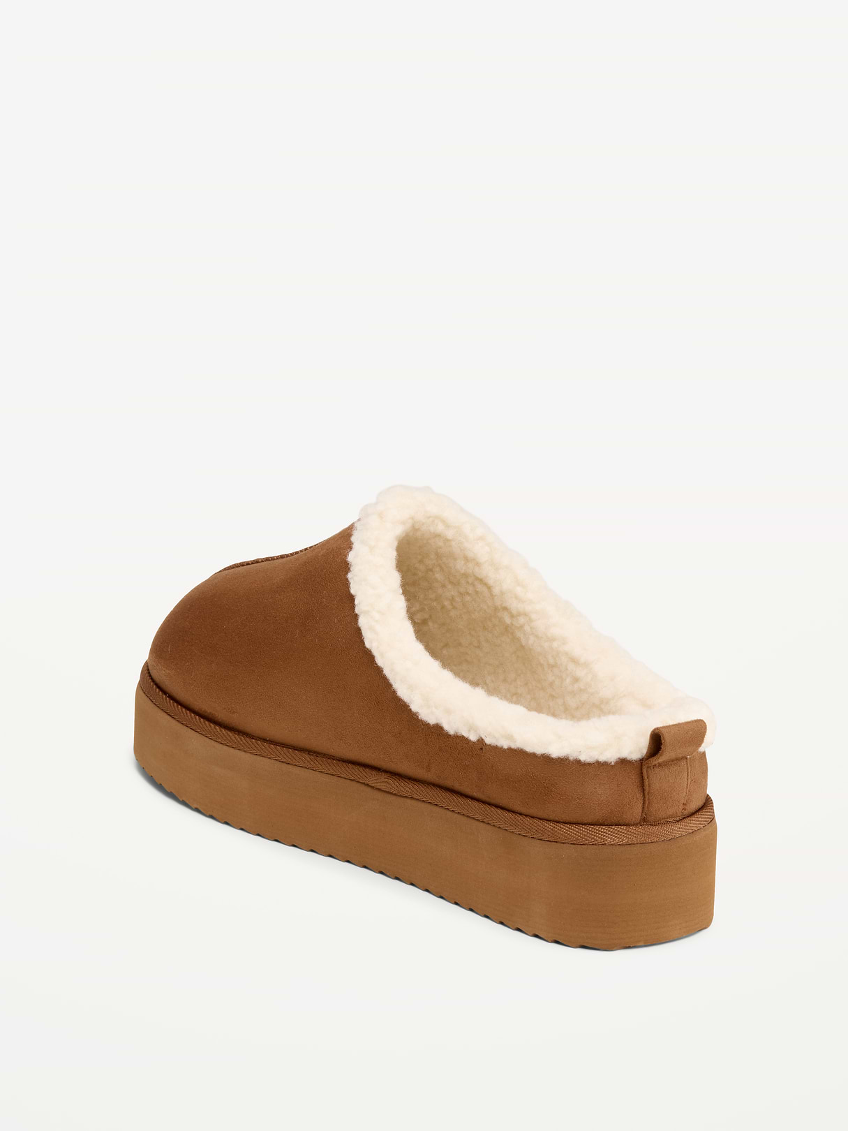 Faux-Suede Platform Mule Clogs for Women - Chestnut