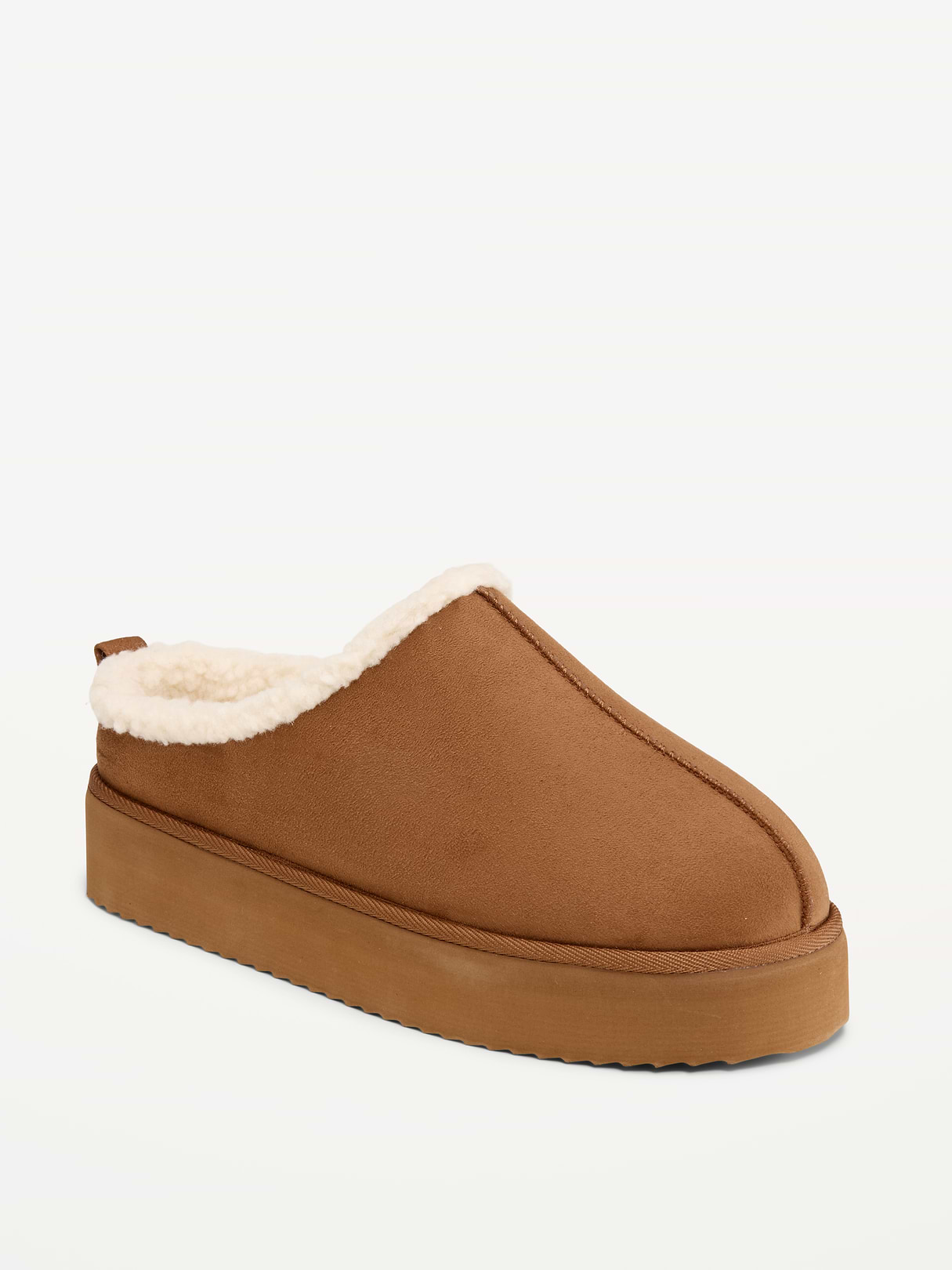 Faux-Suede Platform Mule Clogs for Women - Chestnut