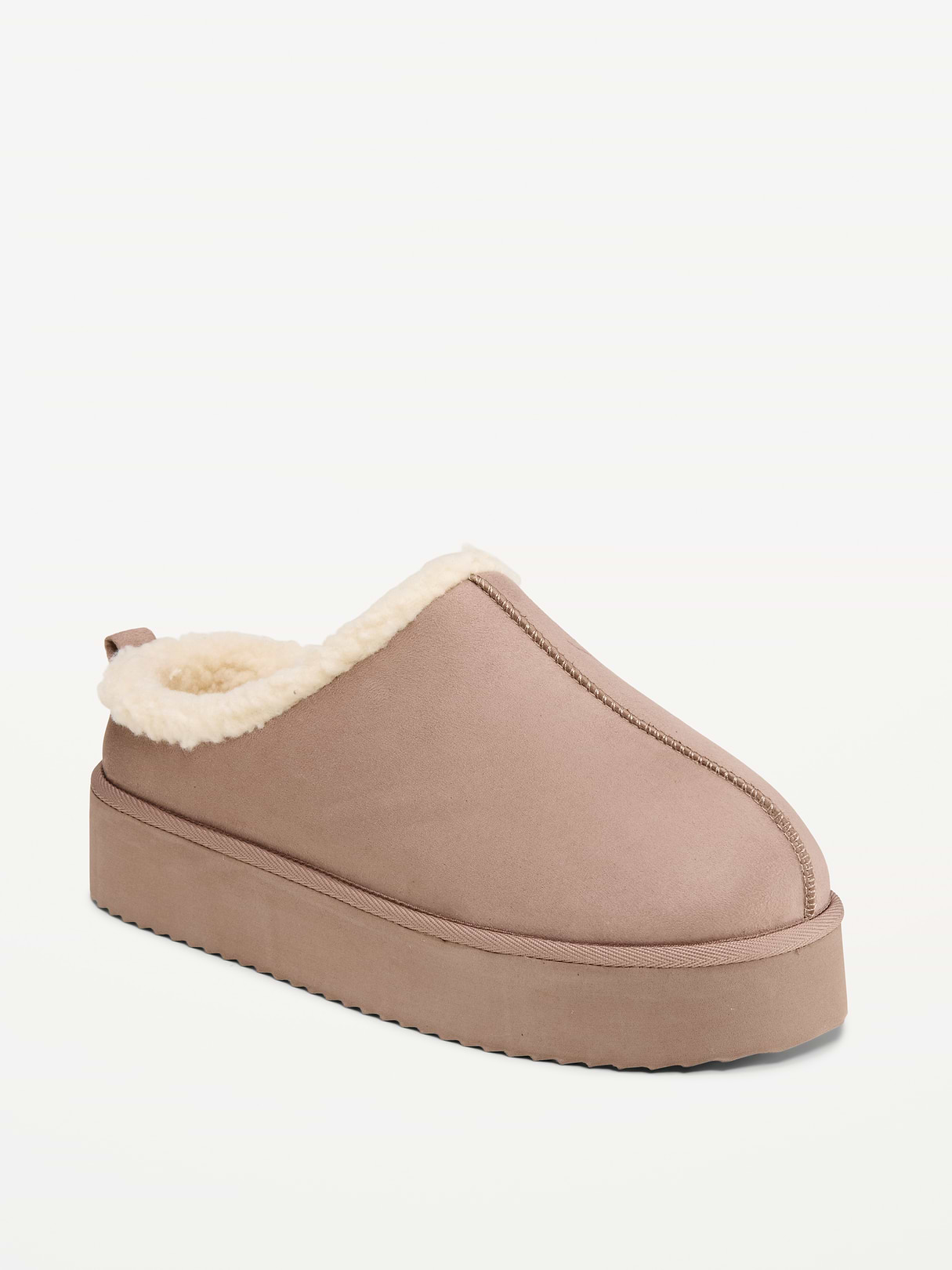 Faux-Suede Platform Mule Clogs for Women - Dusted Chocolate