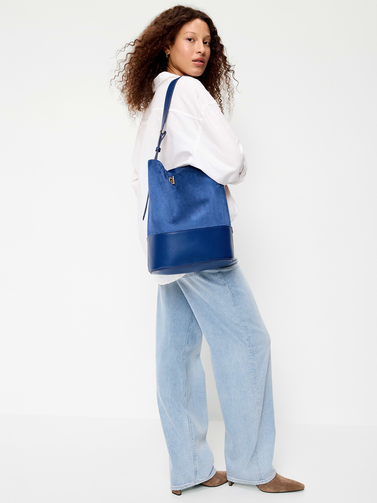 Large Preppy Bucket Bag - Ahoy Navy