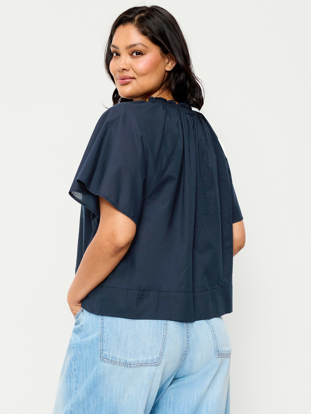 Loose Short-Sleeve Striped Top - In the Navy