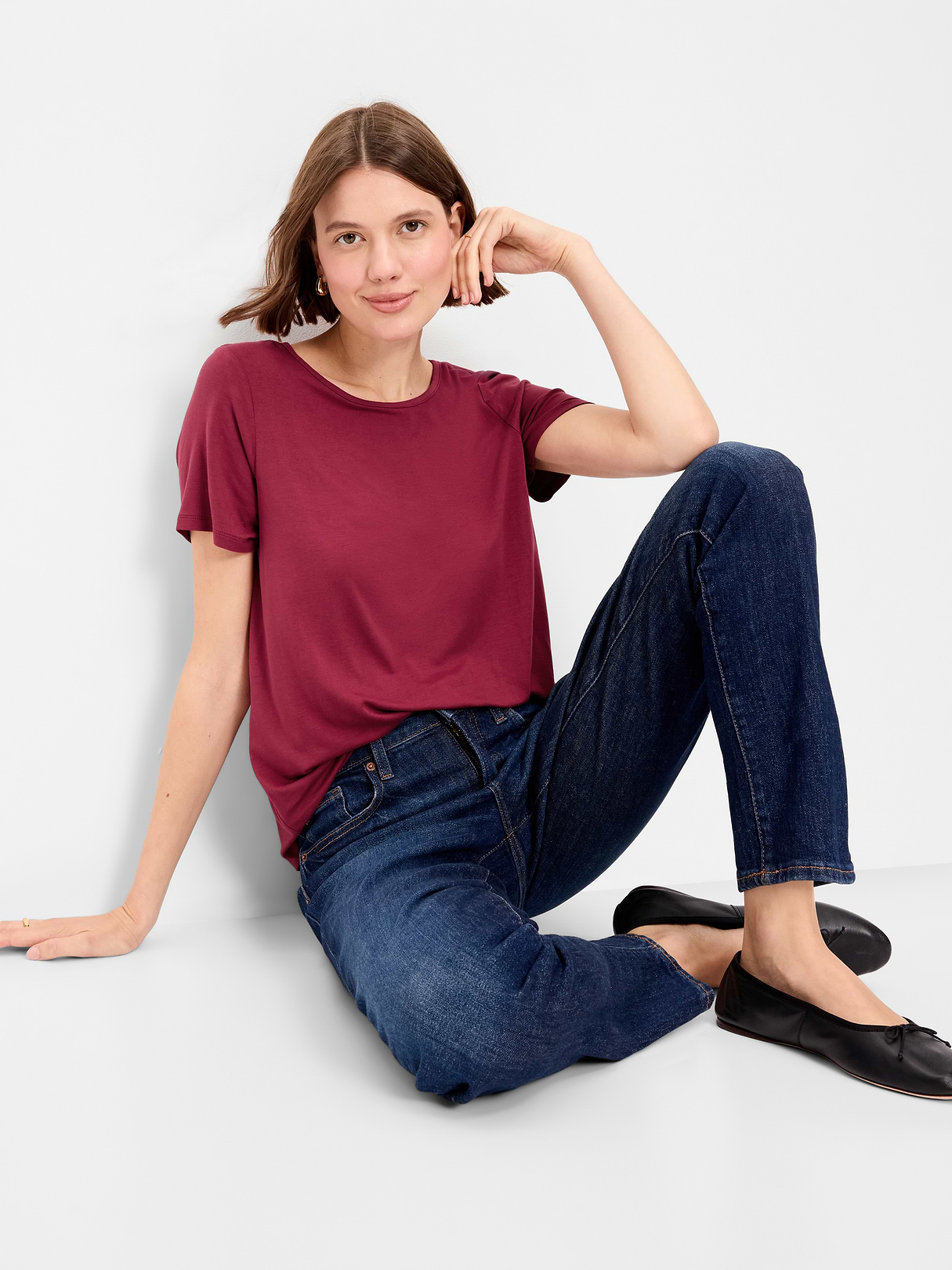 Luxe Crew-Neck T-Shirt - Red Velvet
