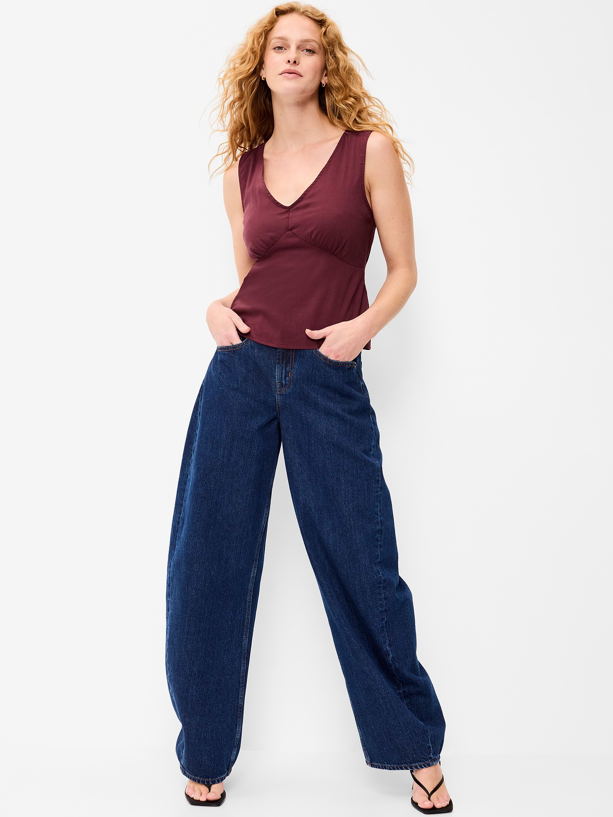 Sleeveless V-Neck Tie-Back Top - Reddy Or Not