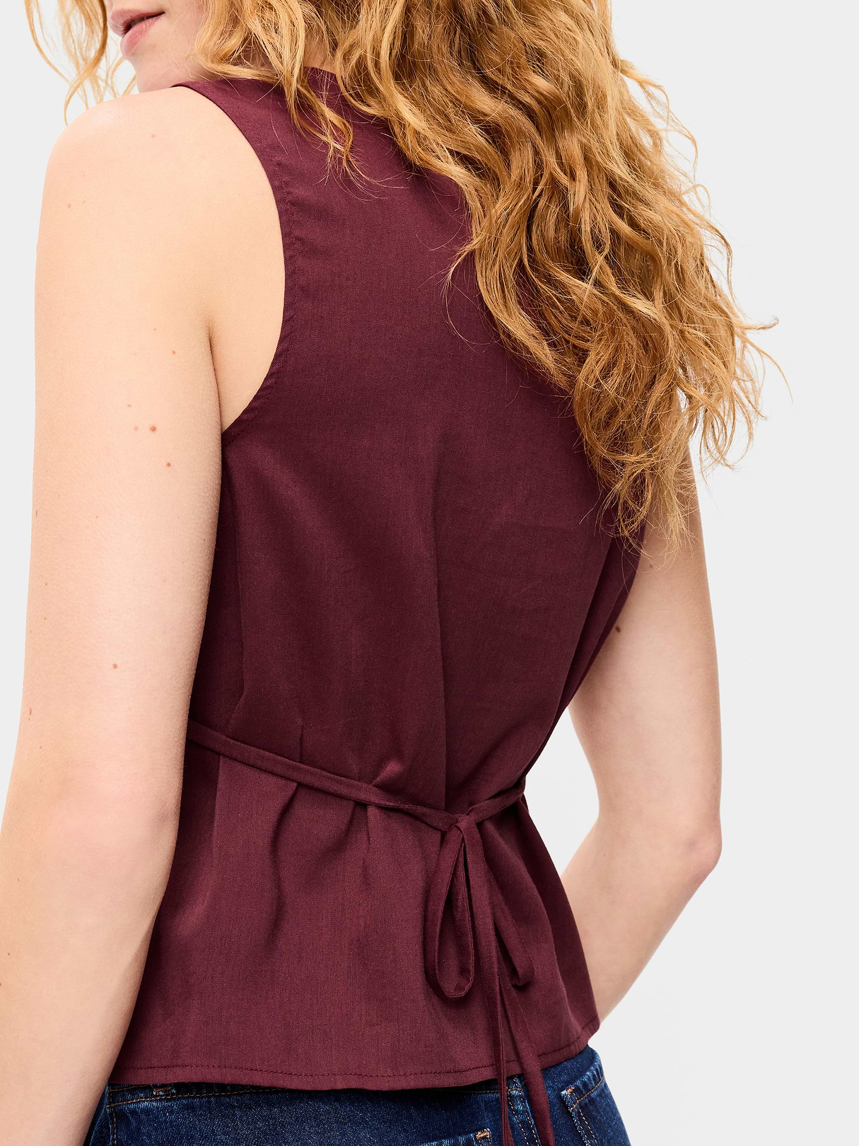 Sleeveless V-Neck Tie-Back Top - Reddy Or Not