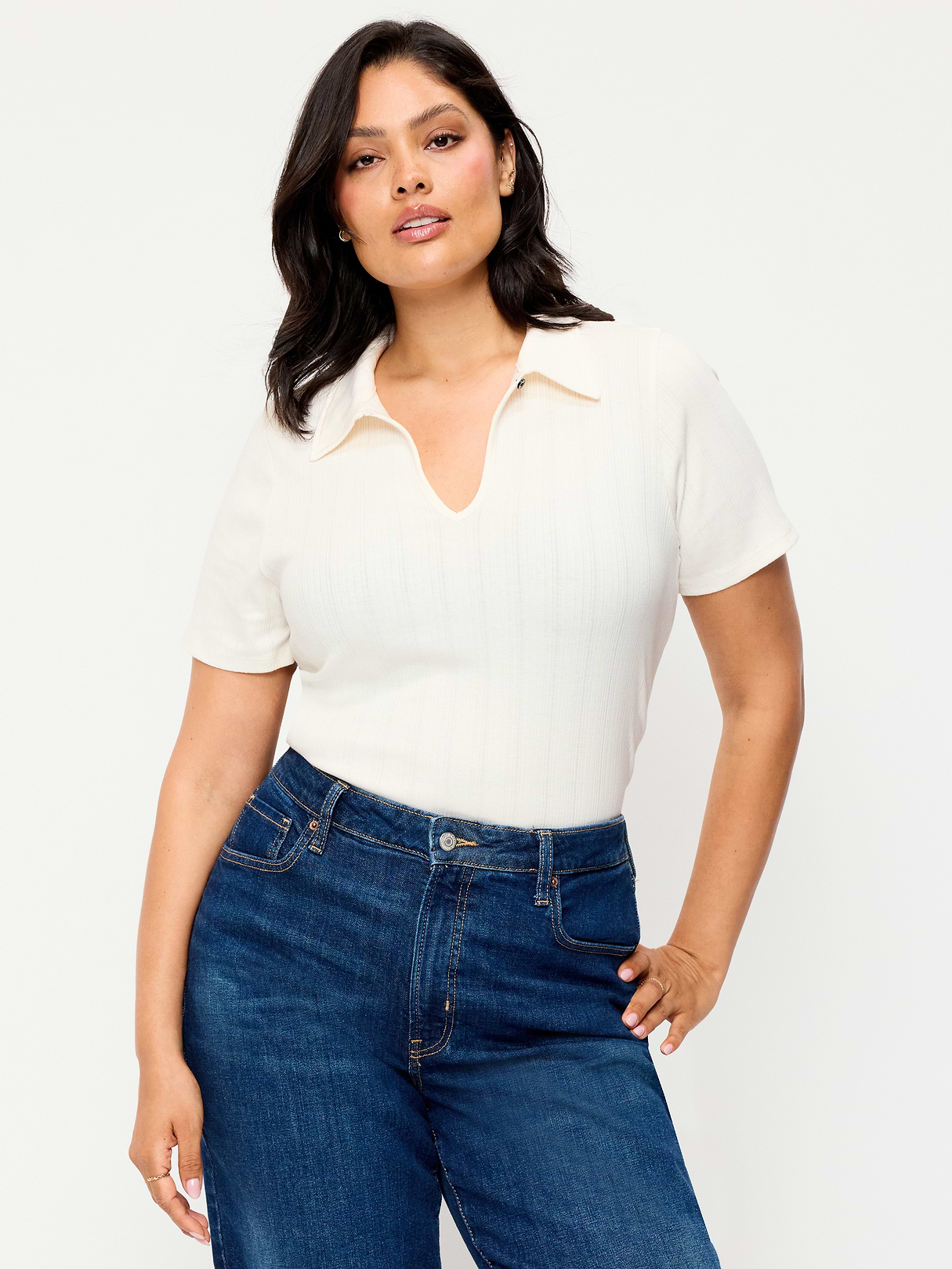 Keyhole Polo Top - Sea Salt