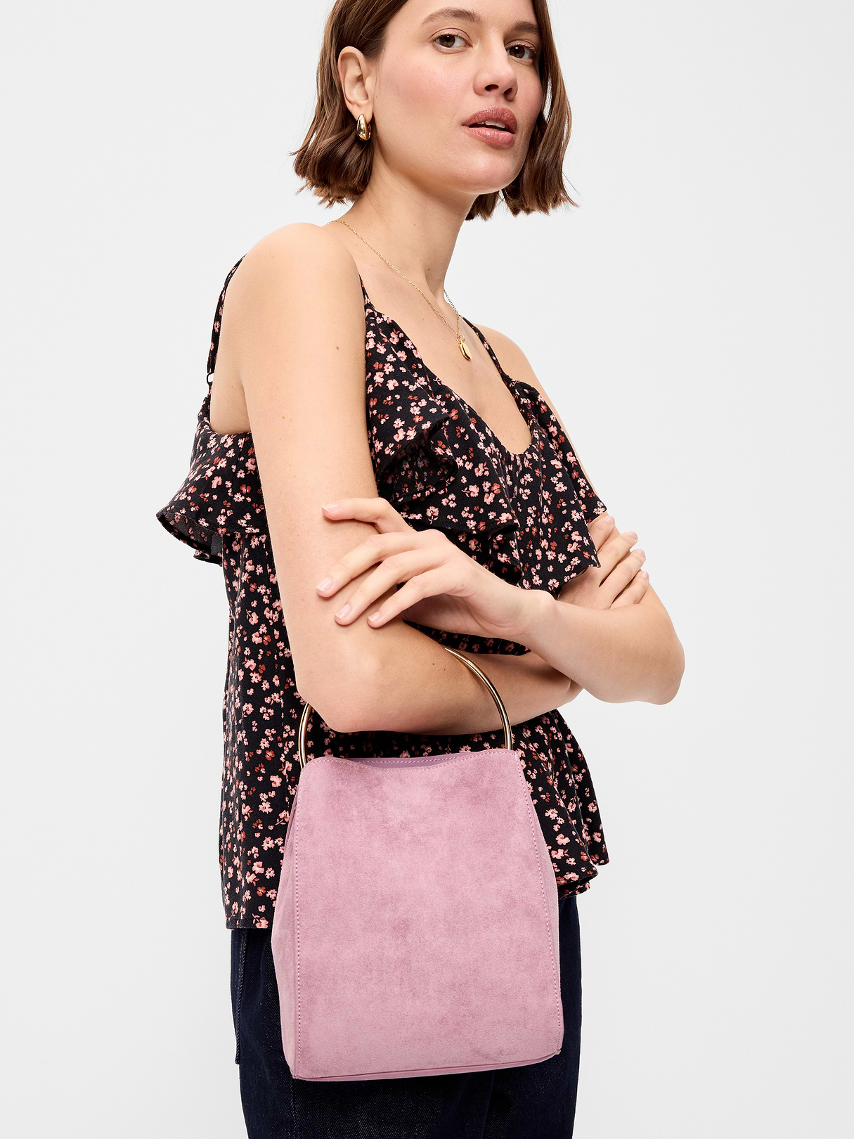 Romantic Ring Handle Bag - Rose Dawn
