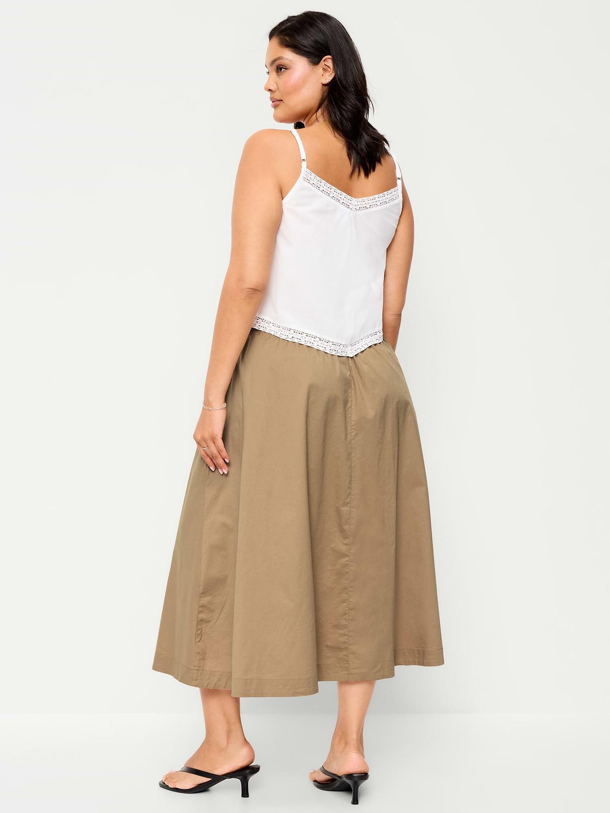 Poplin Midi Skirt - Classic Khaki