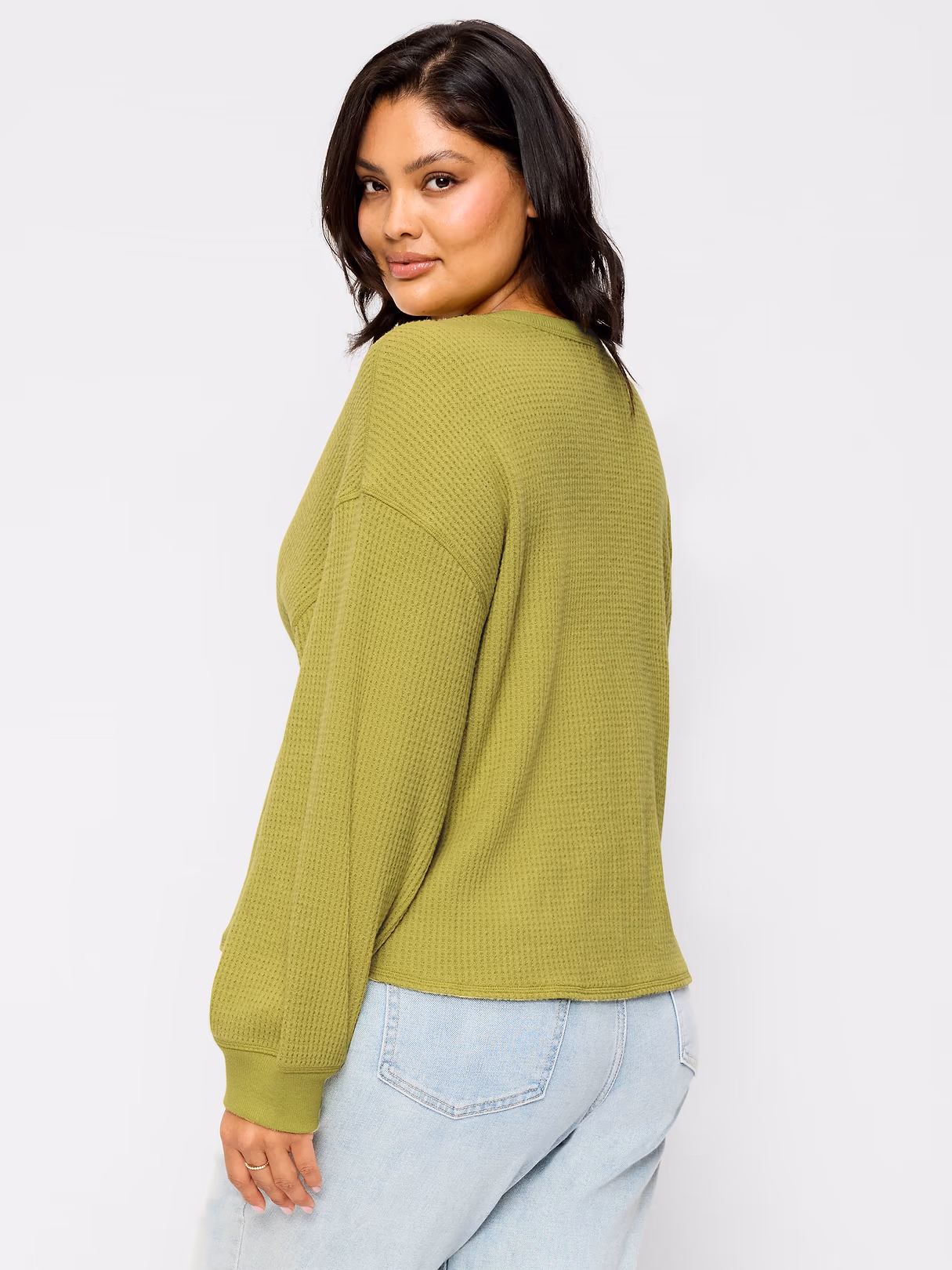 Long-Sleeve Crew-Neck Henley T-Shirt - Wasabi