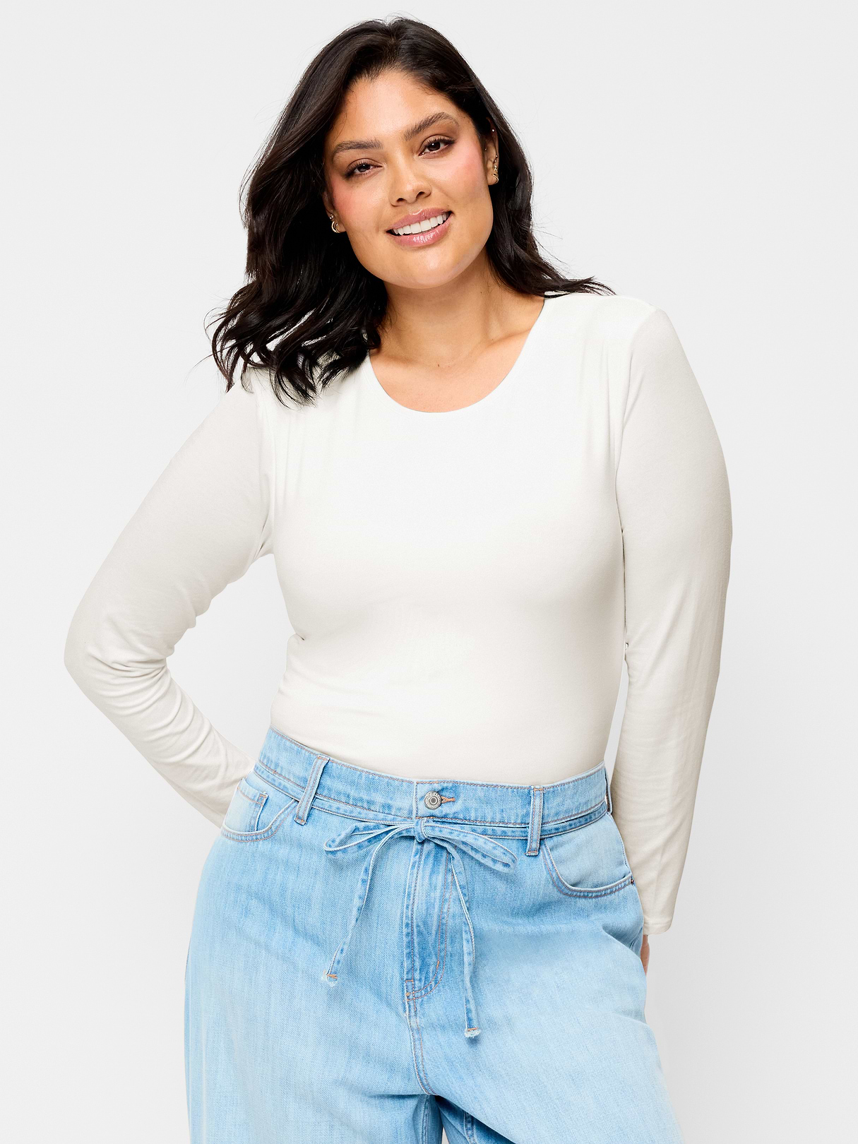Long-Sleeve Crew-Neck Bodysuit - Calla Lilies