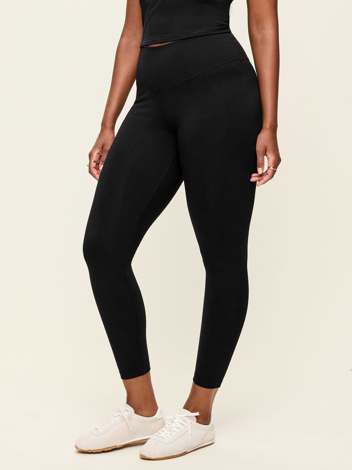 High-Waisted PowerChill 7/8 Cotton Leggings - Black Jack
