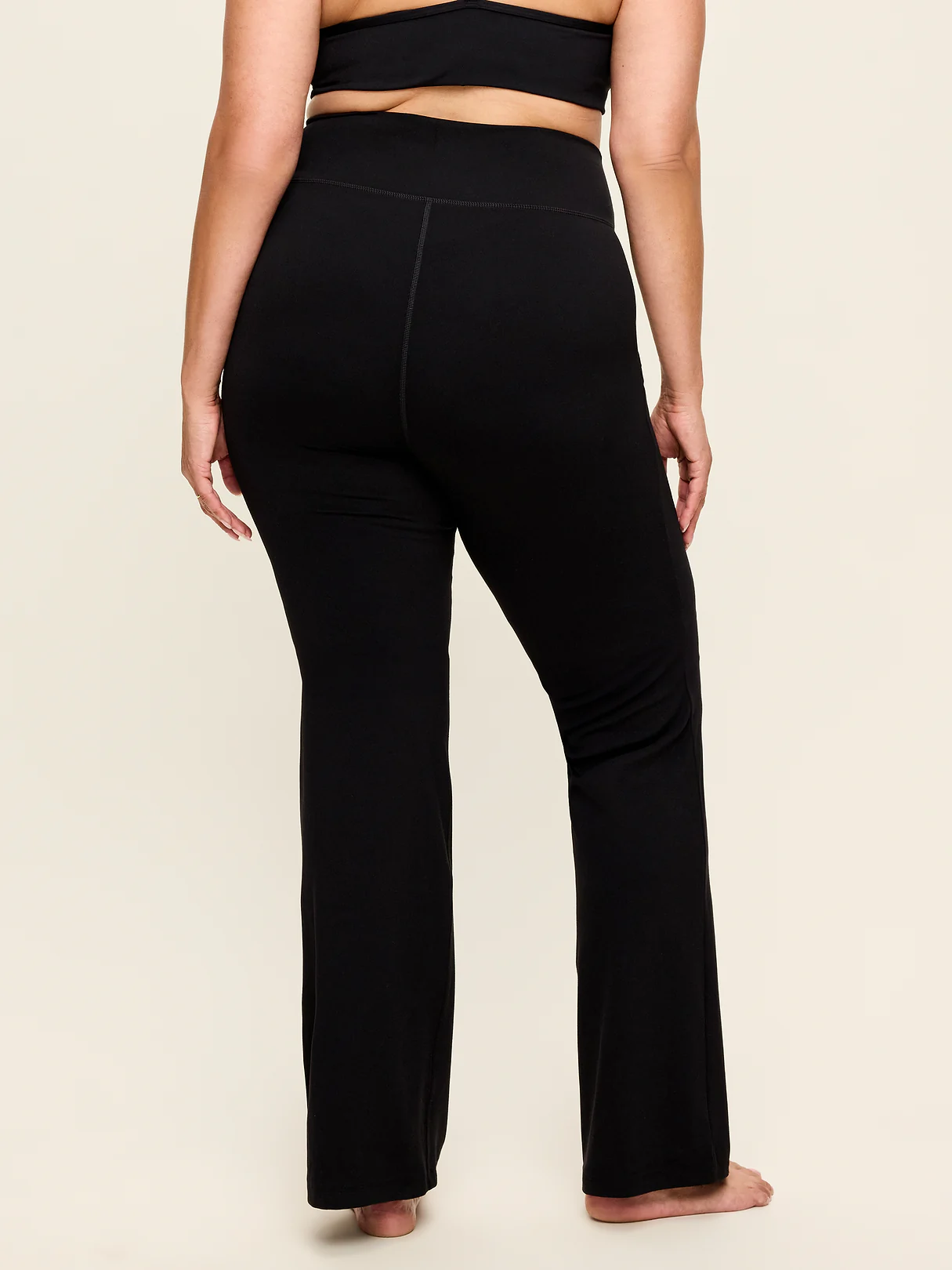 Crossover-Waist StudioSmooth Flare Leggings - Black Jack