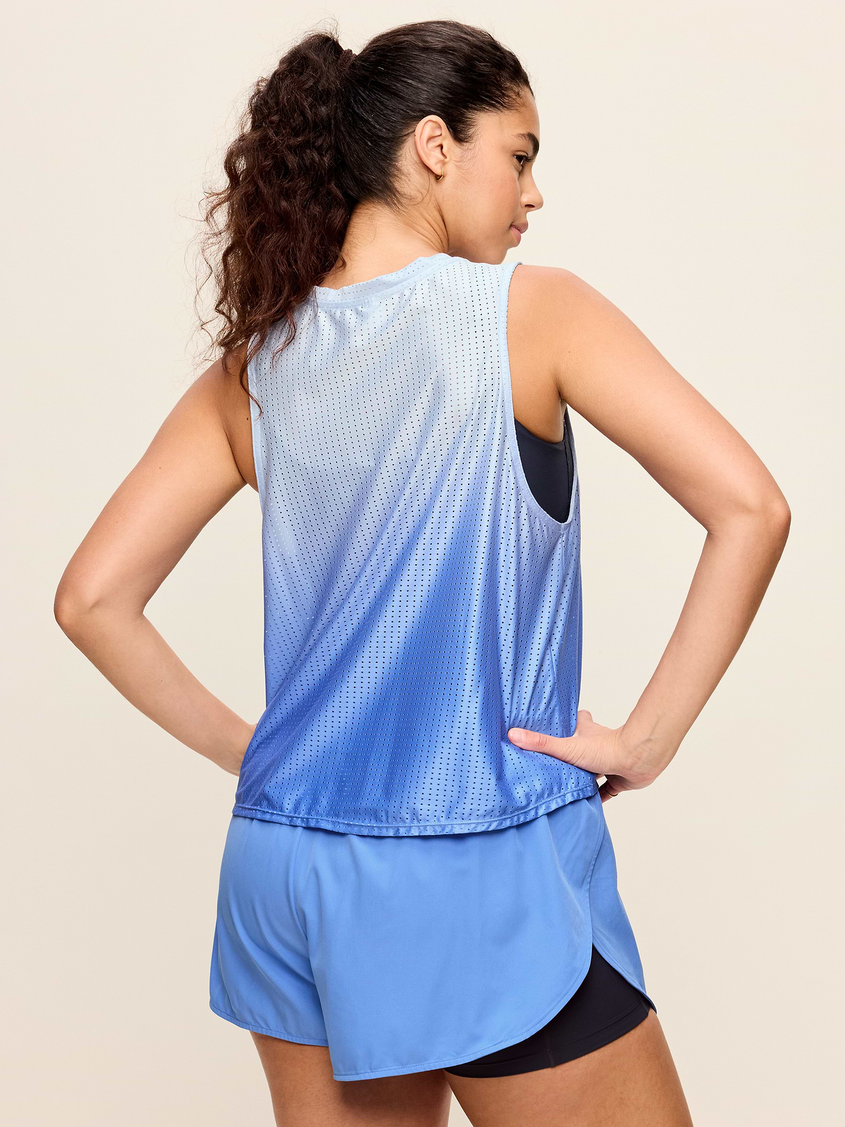 Mesh Muscle Tank Top - Blue Ombre
