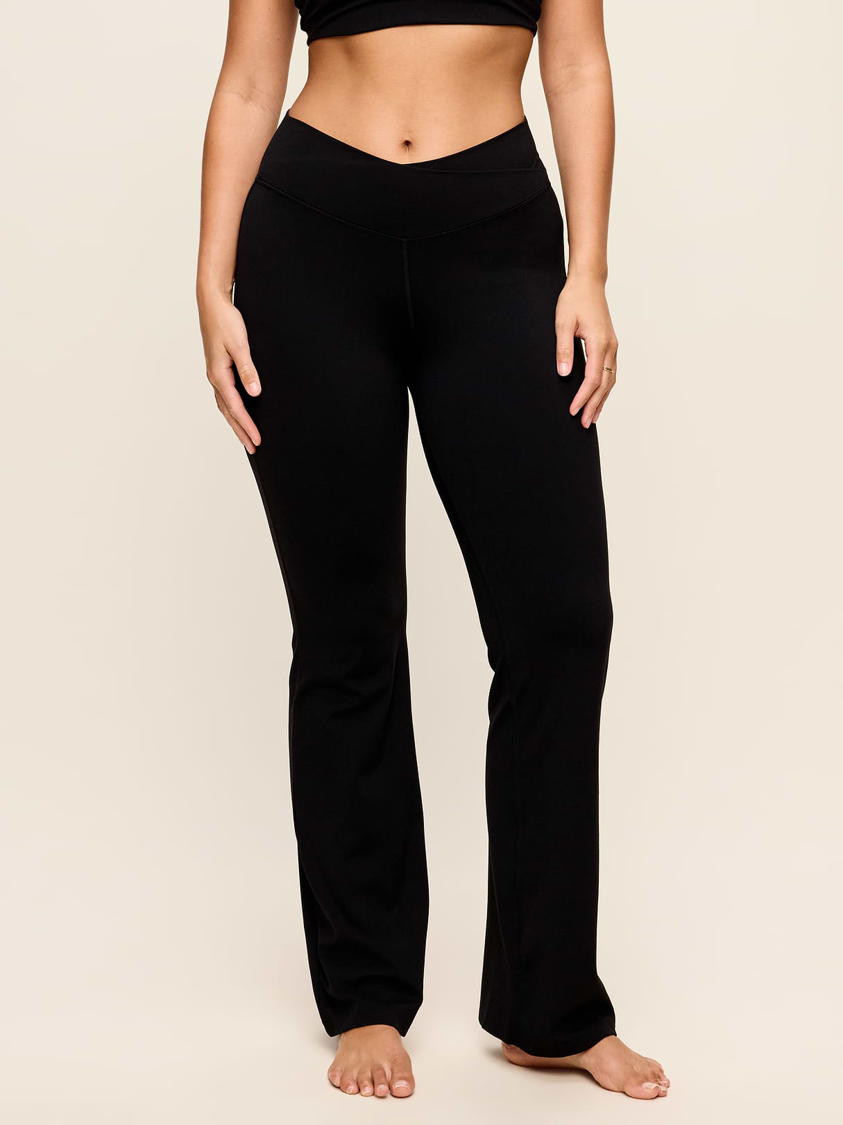 Crossover-Waist StudioSmooth Flare Leggings - Black Jack