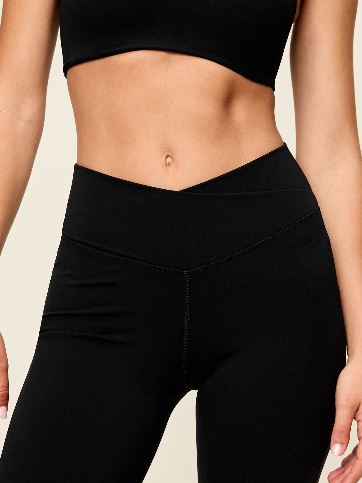 Crossover-Waist StudioSmooth Flare Leggings - Black Jack