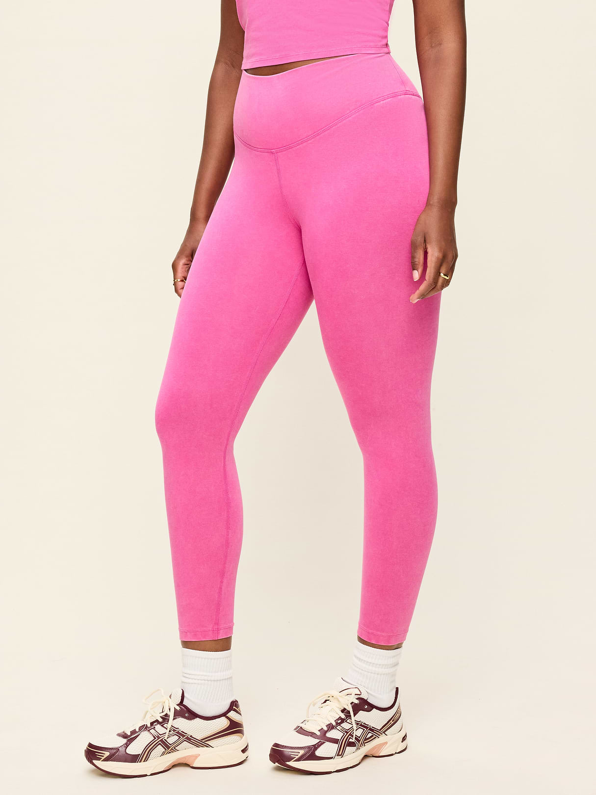 High-Waisted PowerChill 7/8 Cotton Leggings - Dragon Fruit (Washed)