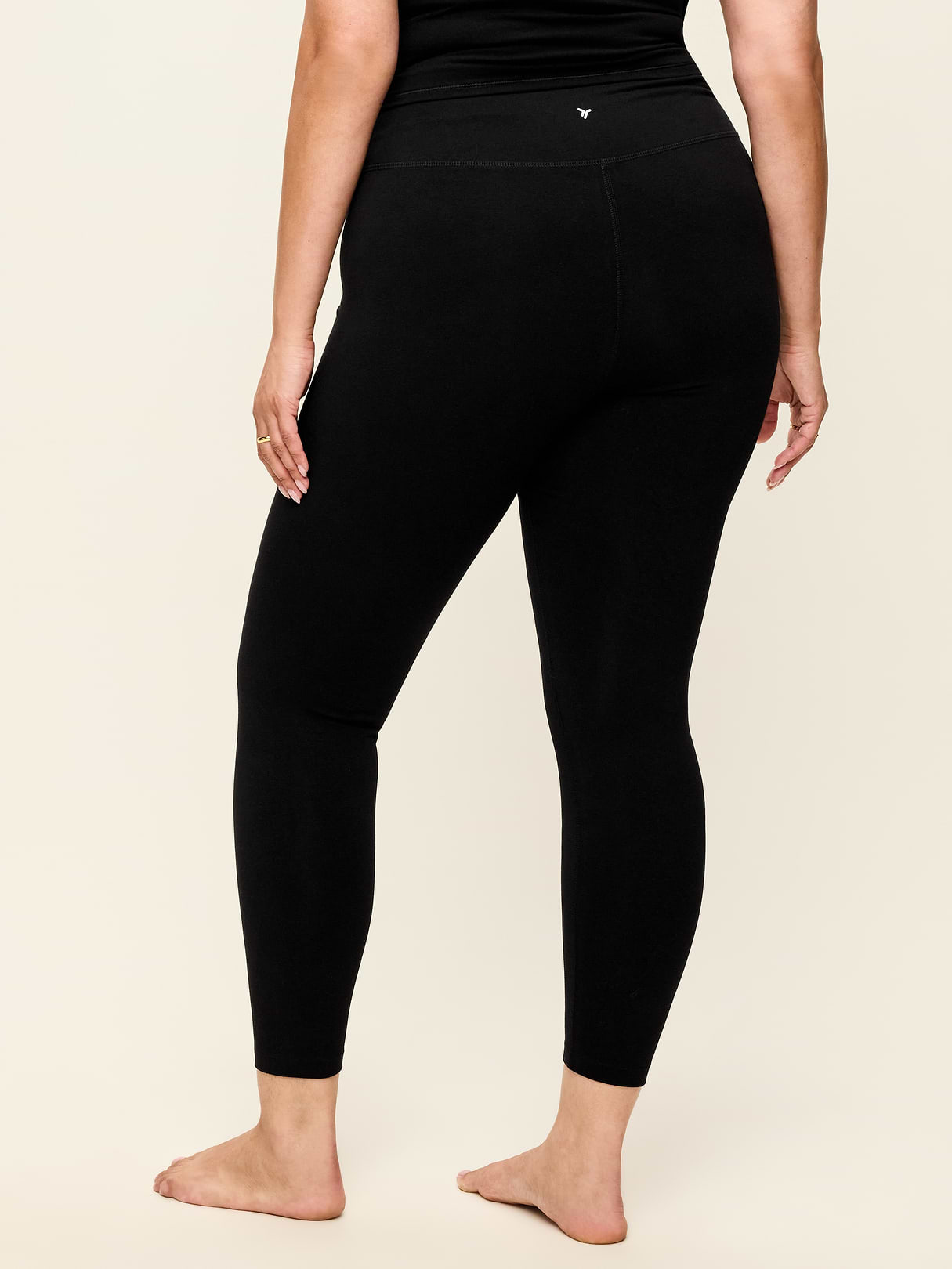 High-Waisted PowerChill 7/8 Cotton Leggings - Black Jack