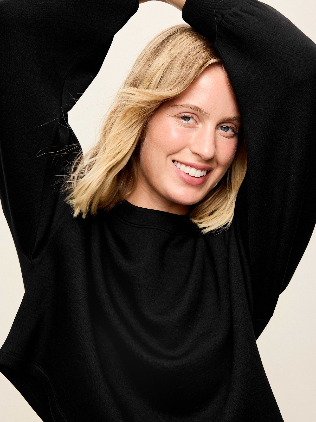 Bounce Fleece Quilted Crew-Neck Top - Black Jack
