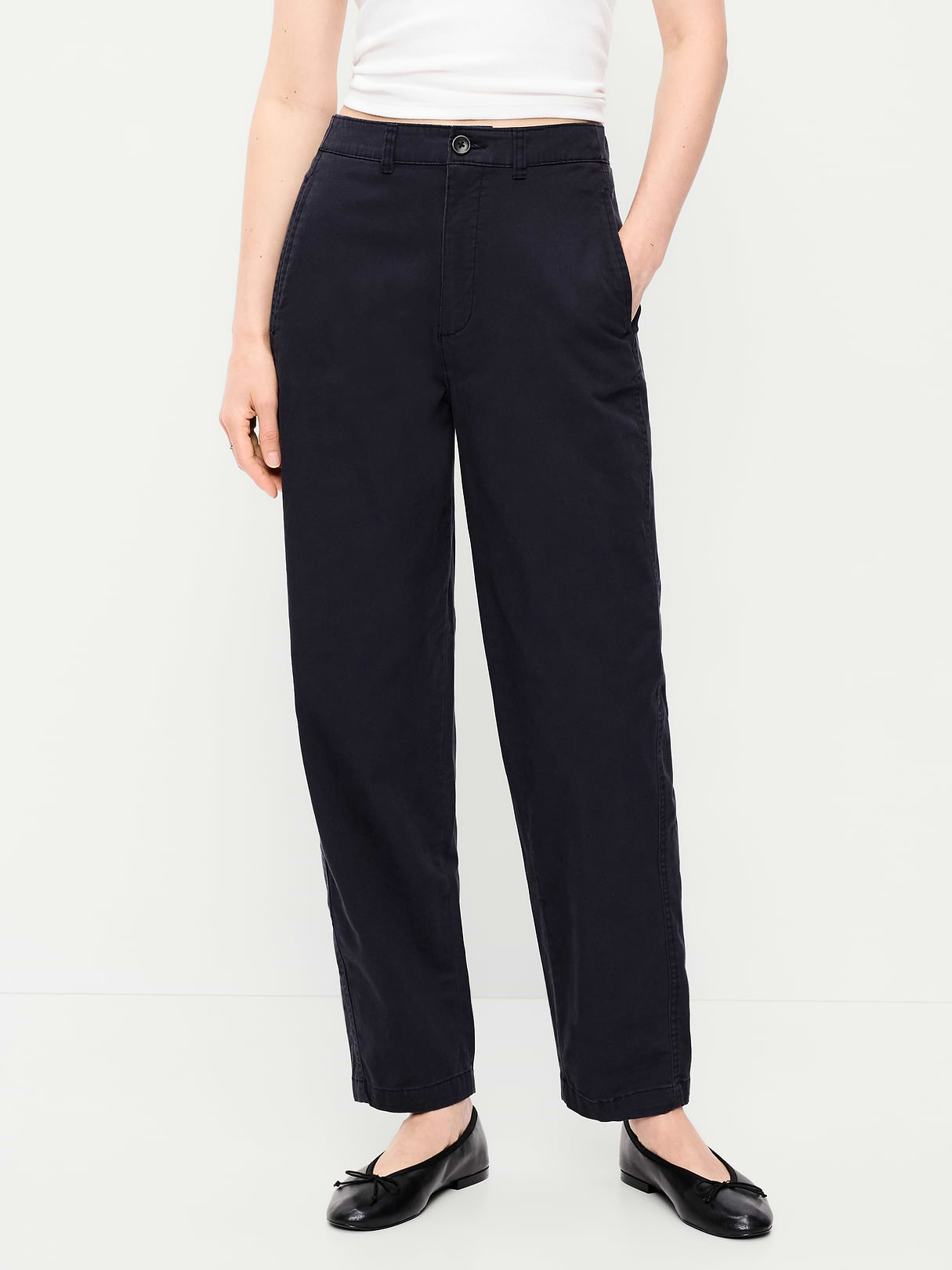 High-Waisted OGC Chino Tapered Straight Pants - Navy Captain