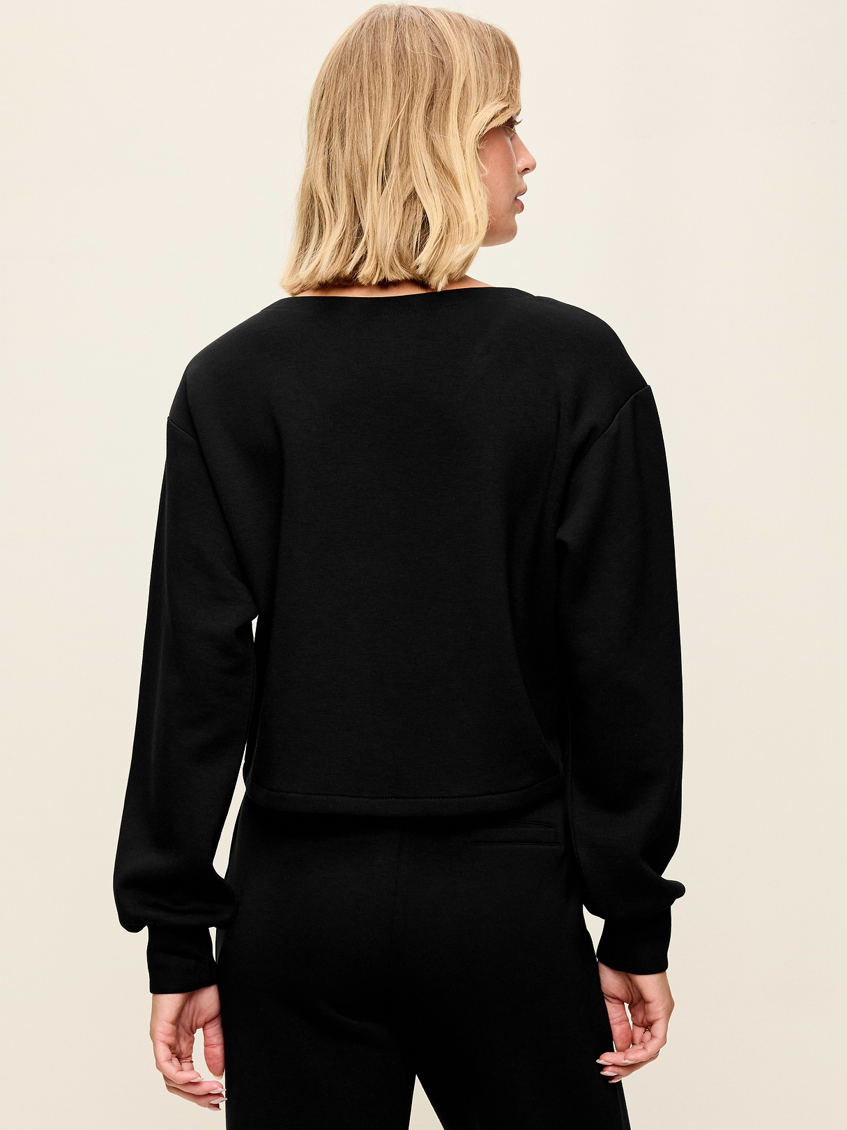 Bounce Fleece Long-Sleeve Twist-Front Top - Black Jack