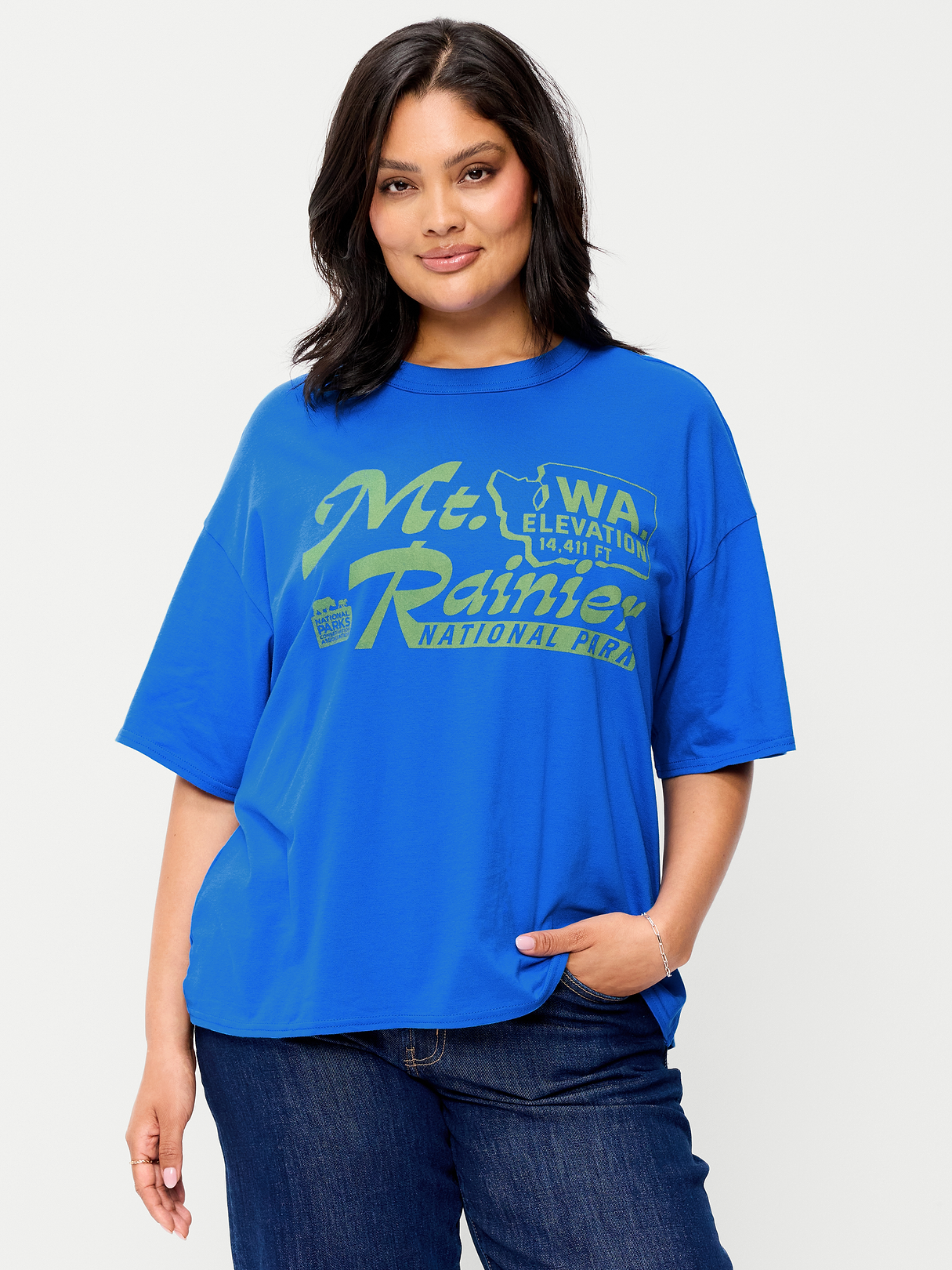 Yosemite National Park Crew-Neck Oversized T-Shirt - Blue Moon