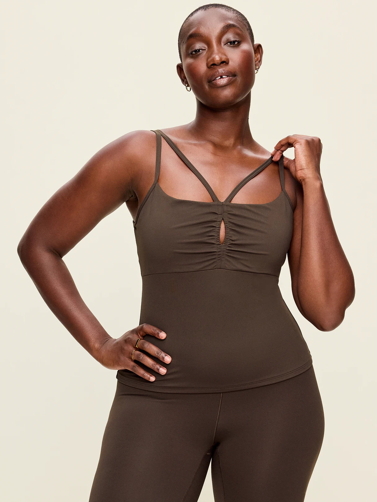 StudioSmooth Strappy Light Support Top - Black Coffee