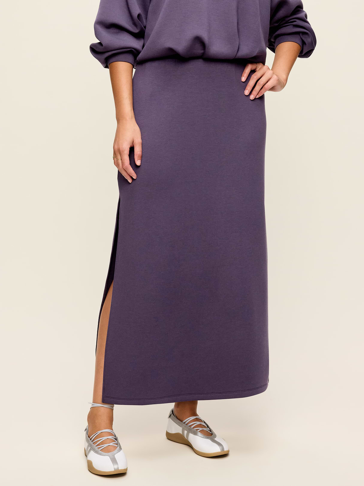 High-Waisted Bounce Fleece Maxi Skirt - Nebula