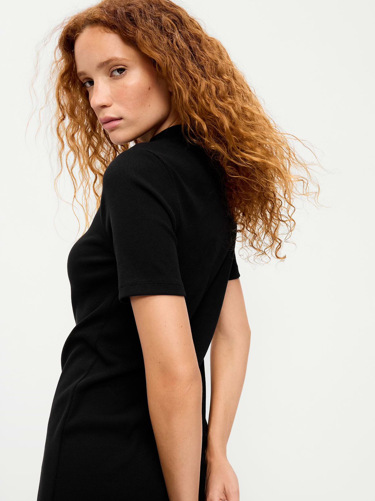 Snug Mock-Neck Bodycon Mini Dress - Black Jack