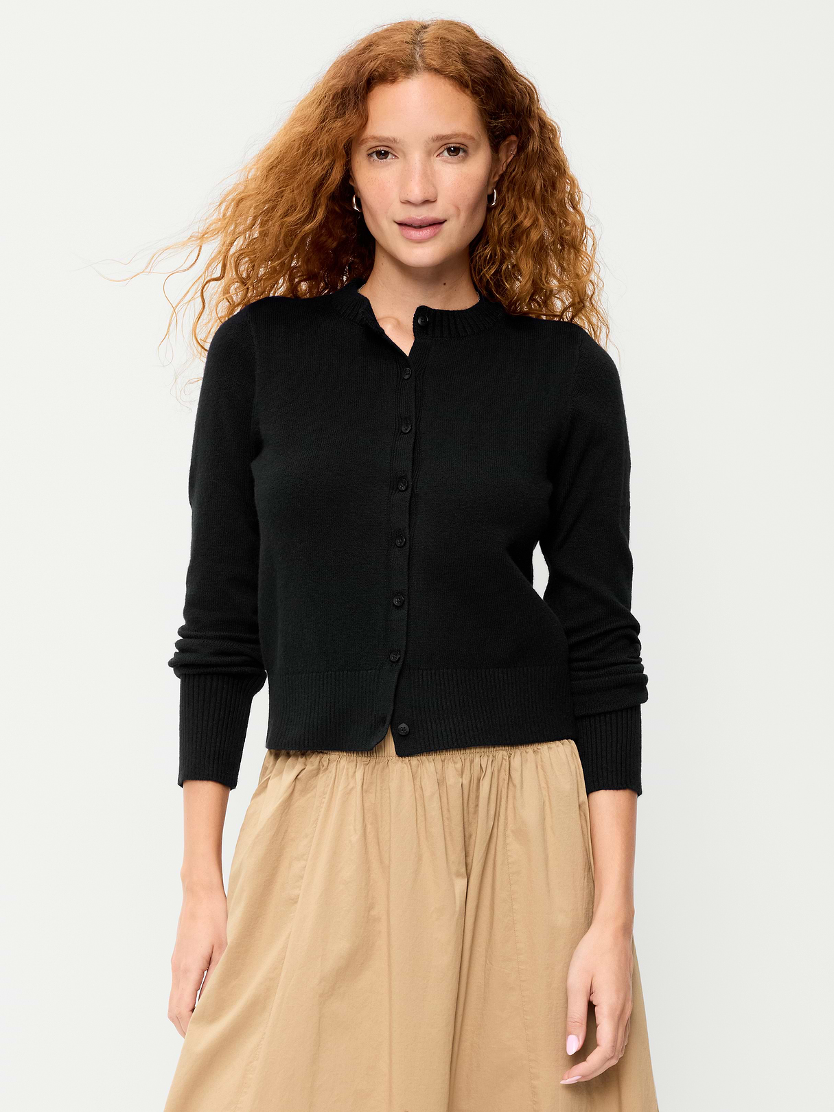 SoSoft Cropped Crew-Neck Cardigan - Black Jack