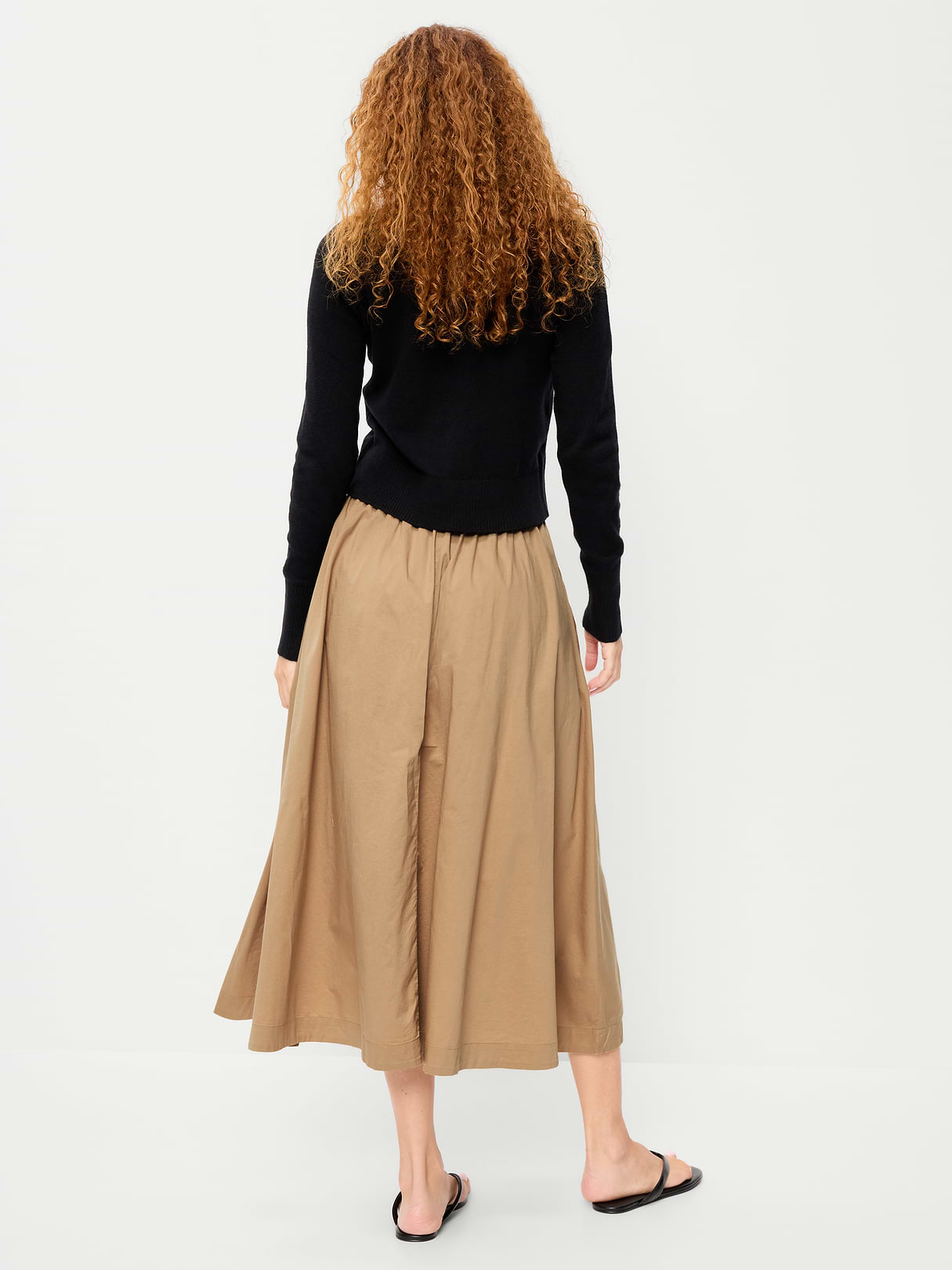 Poplin Midi Skirt - Classic Khaki
