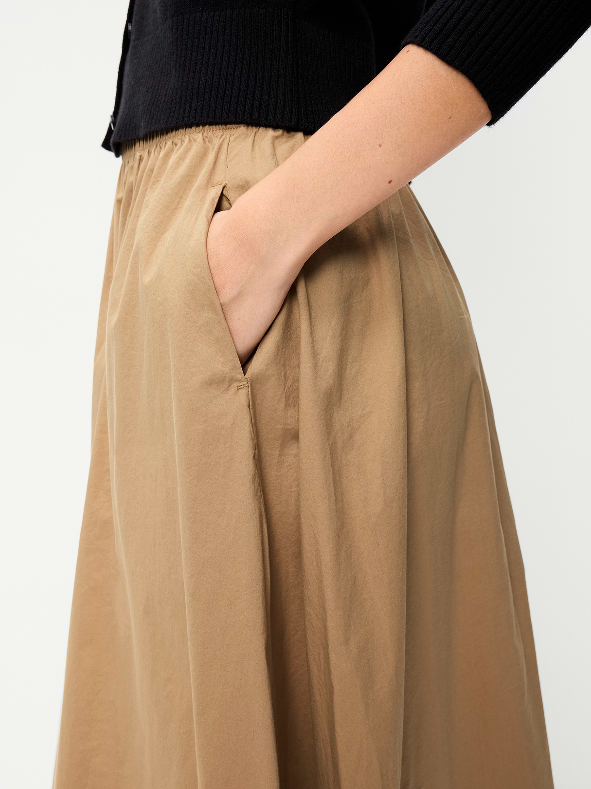 Poplin Midi Skirt - Classic Khaki