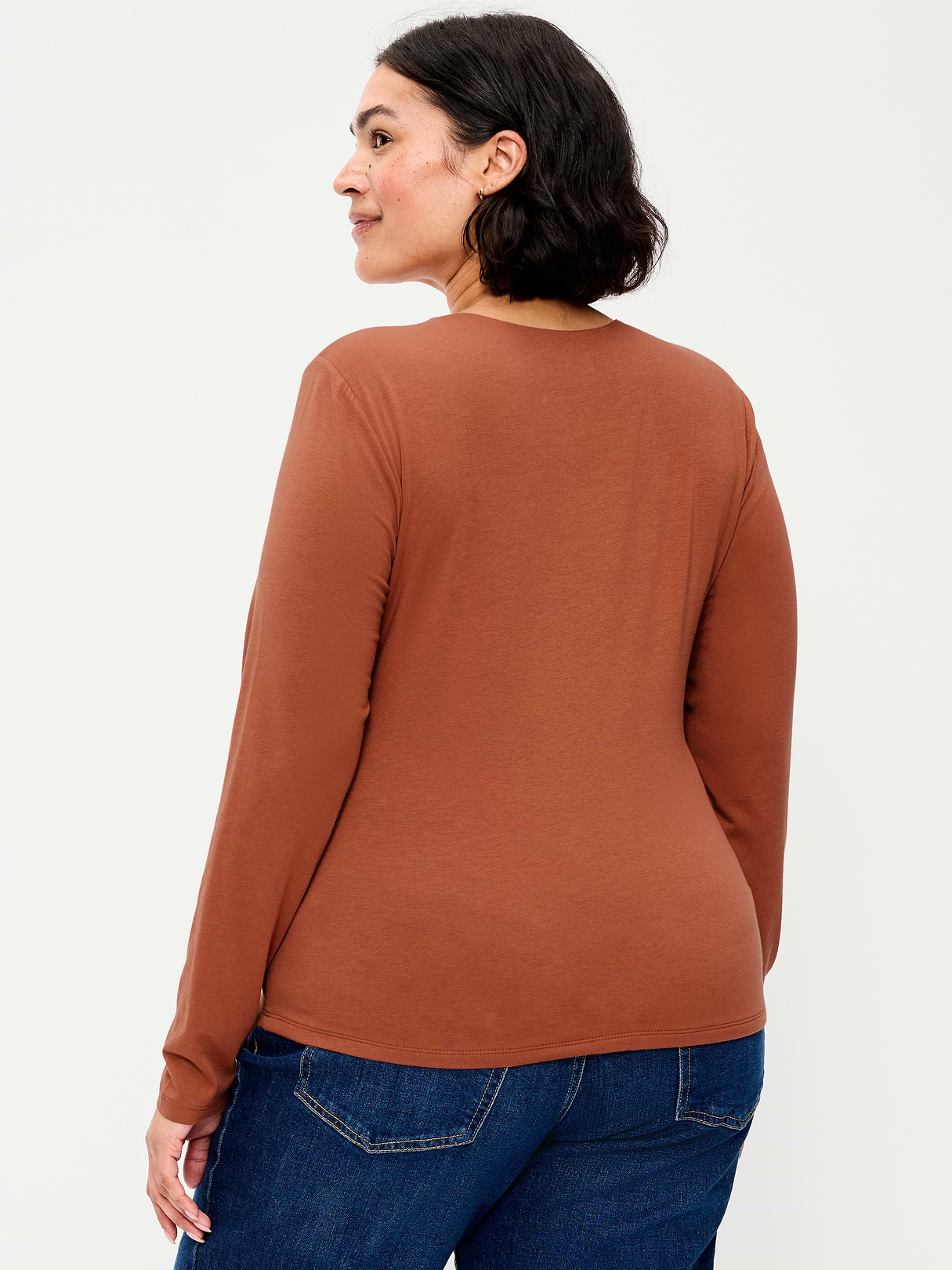 Hug Double-Layer Crew-Neck Long-Sleeve Top - Apple Cinnamon