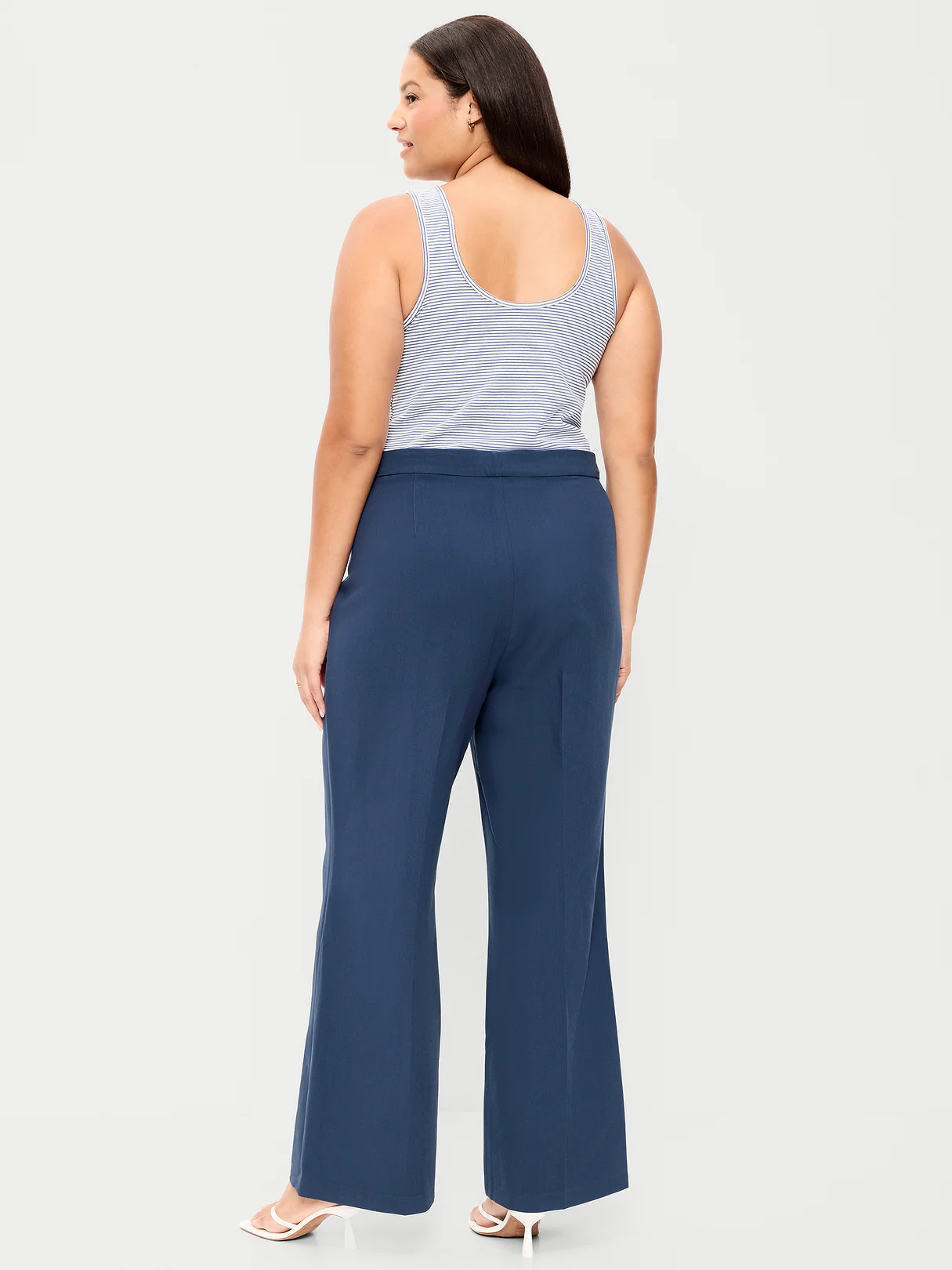 High-Waisted Patch Pocket Flare Pants - Gothic Blue