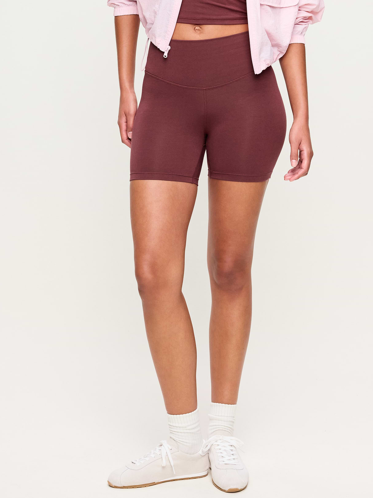 High-Waisted PowerChill Biker Shorts -- 5-inch inseam - Wine Tasting