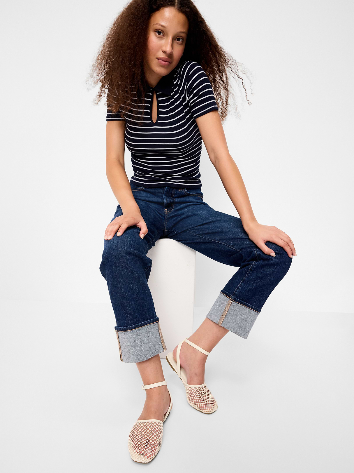Raffia Slingback Flats for Women - Bone