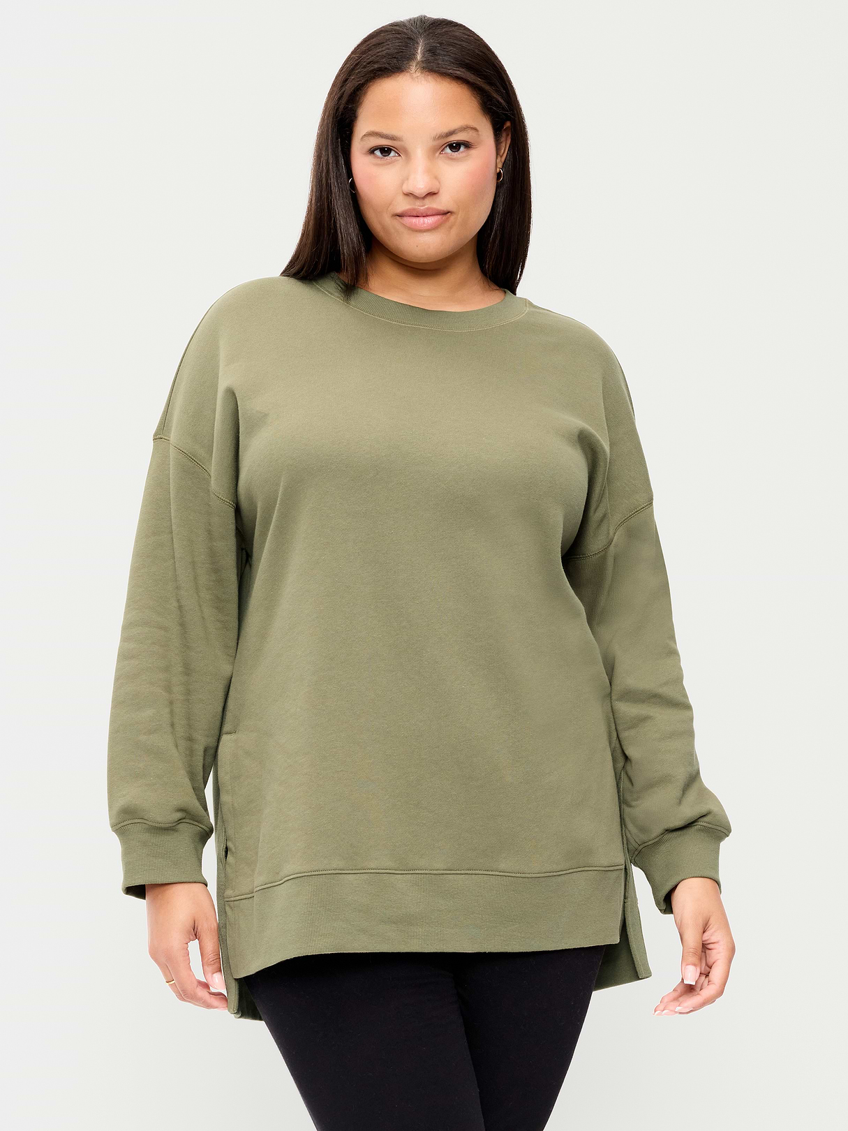 SoComfy Relaxed Tunic Sweatshirt - Dill Caper