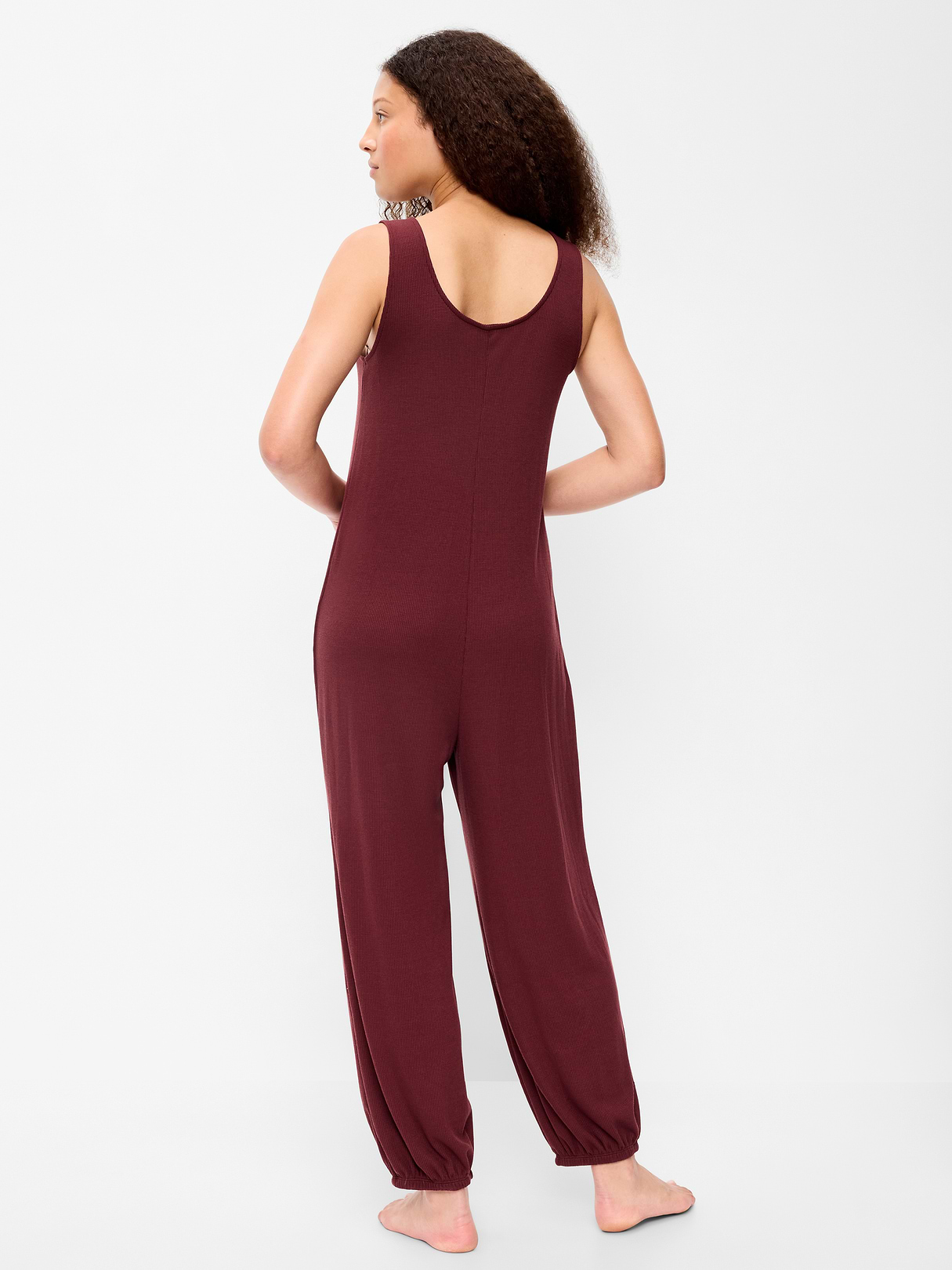 Waffle-Knit Harem-Leg Pajama Jumpsuit - Reddy Or Not