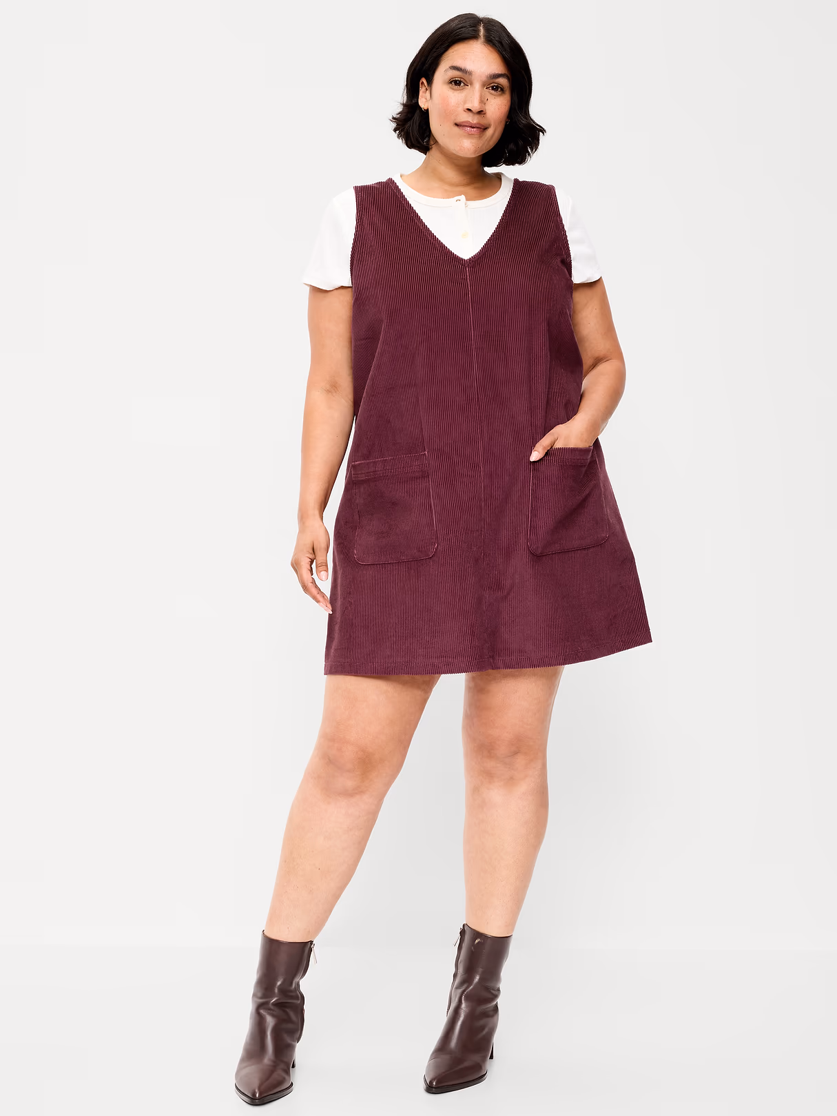 Sleeveless Pinafore Mini Dress - Red Lacquer