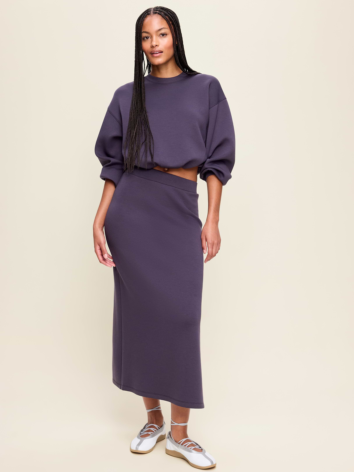 High-Waisted Bounce Fleece Maxi Skirt - Nebula