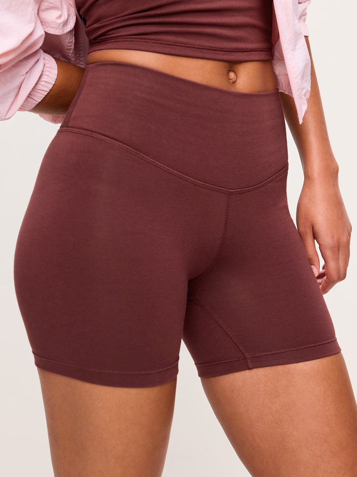 High-Waisted PowerChill Biker Shorts -- 5-inch inseam - Wine Tasting