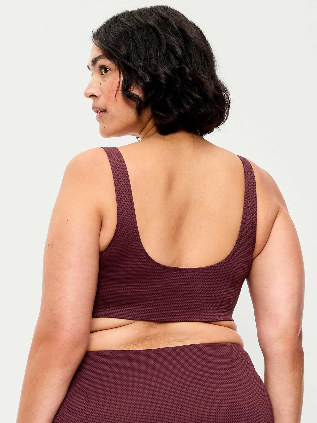 Ribbed Scoop-Neck Swim Top - Wine Tasting