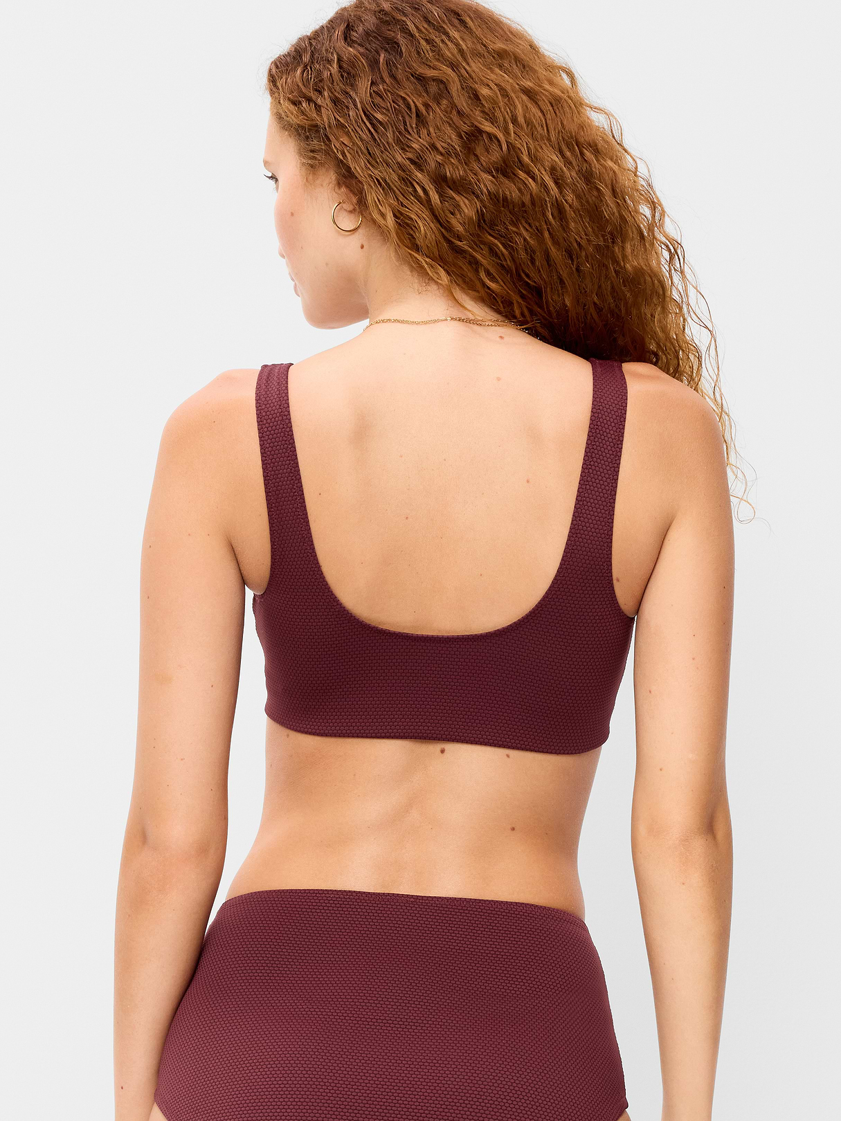 Ribbed Scoop-Neck Swim Top - Wine Tasting