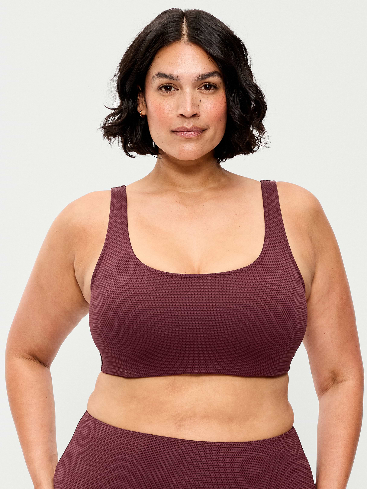 Ribbed Scoop-Neck Swim Top - Wine Tasting