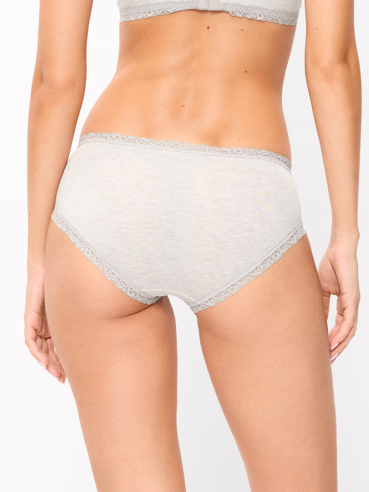 Lace-Trim Hipster Underwear - Light Heather Gray