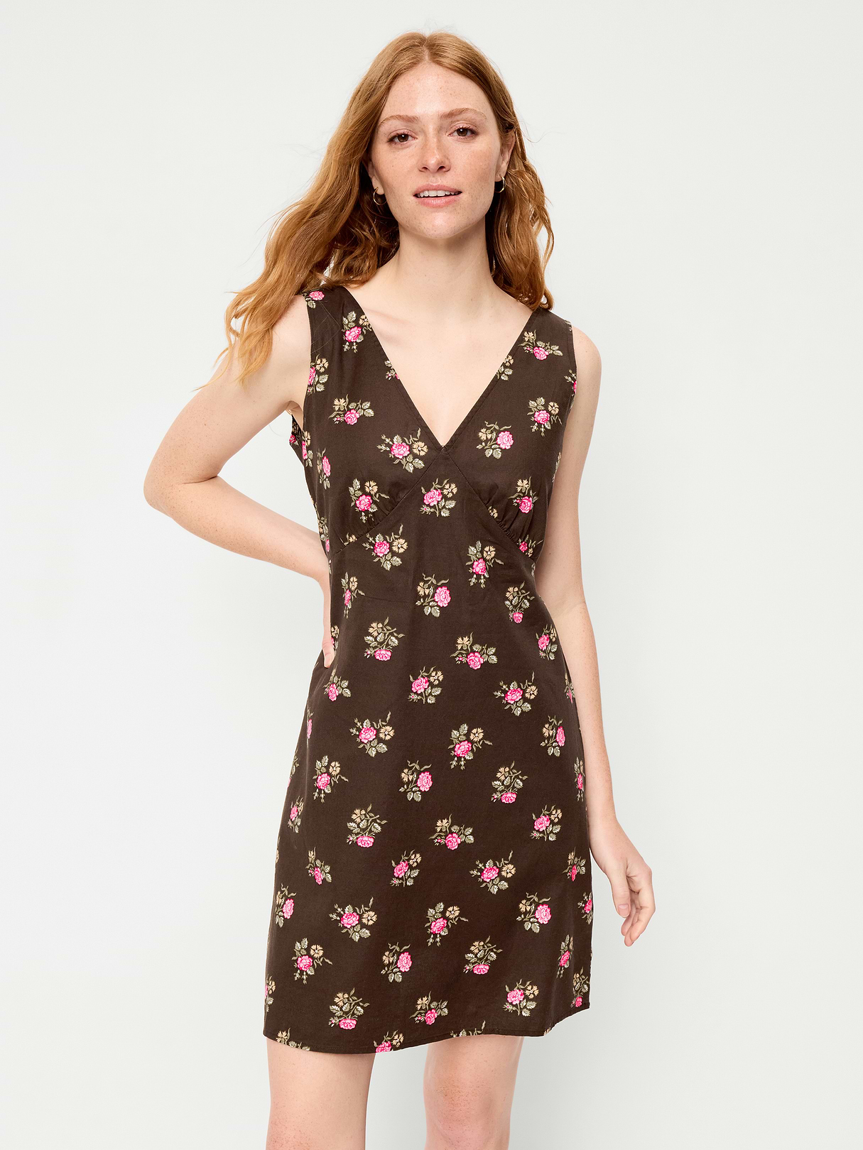 Sleeveless A-Line Mini Dress - Multi Floral