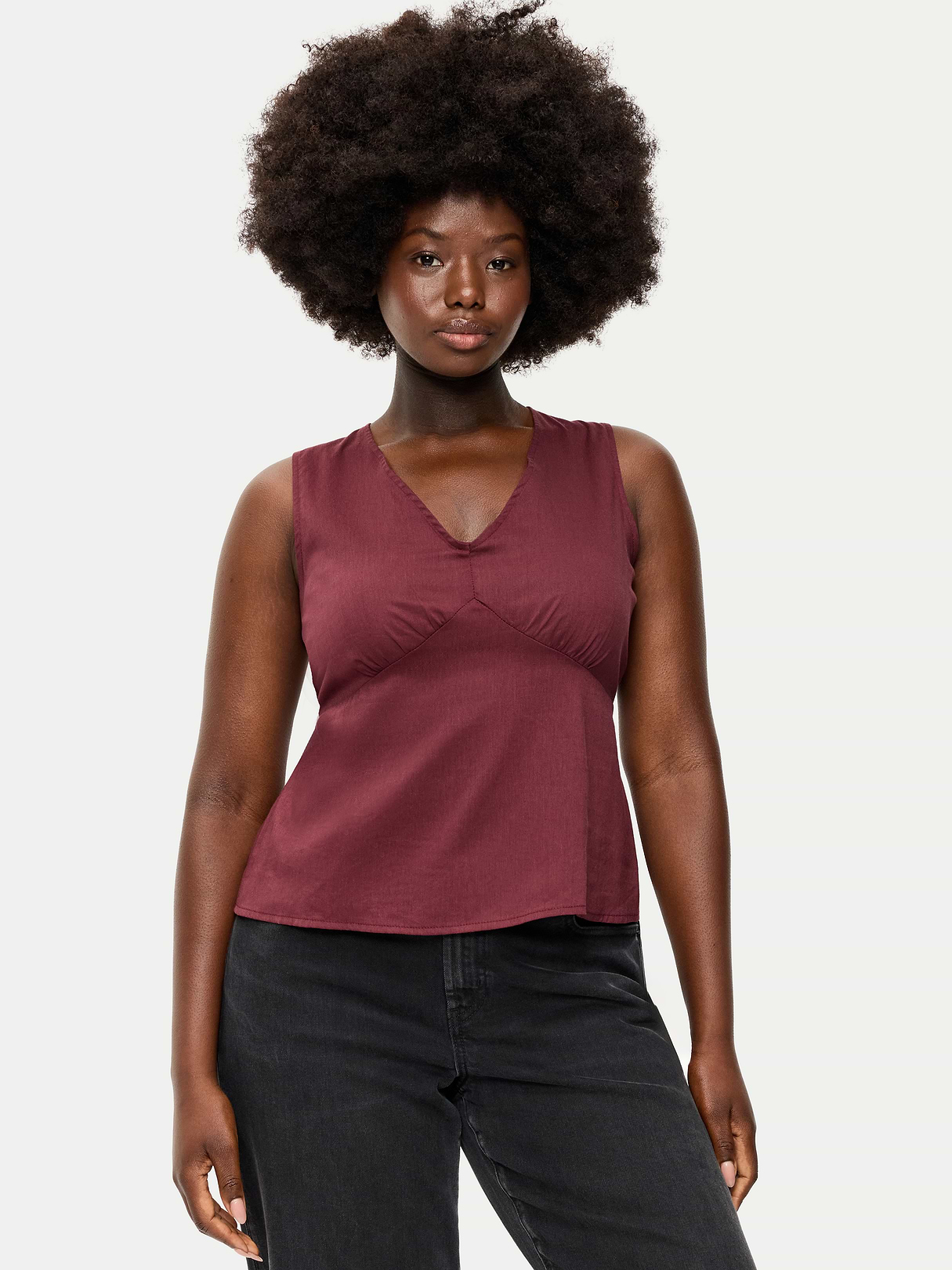 Sleeveless V-Neck Tie-Back Top - Reddy Or Not