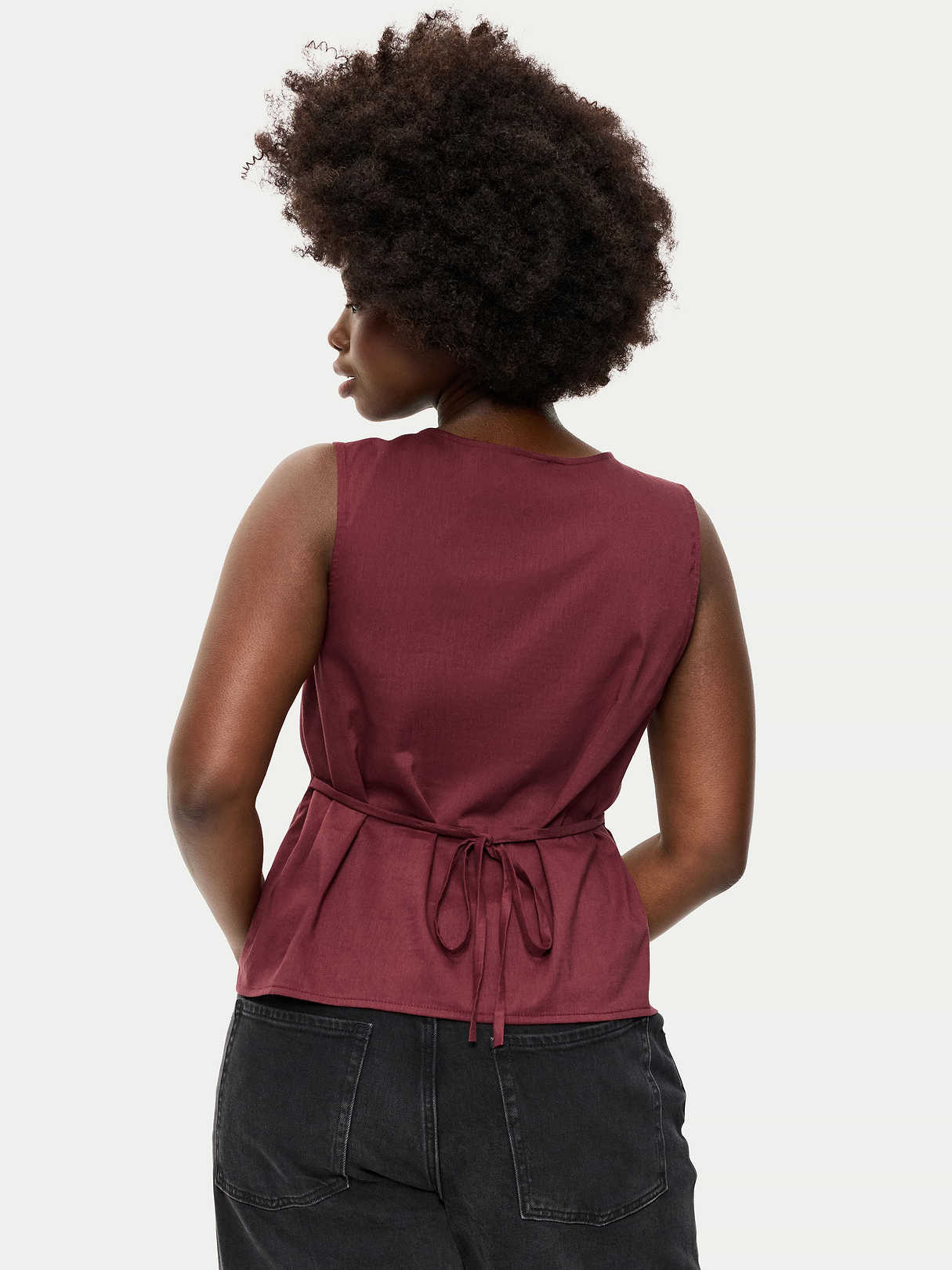 Sleeveless V-Neck Tie-Back Top - Reddy Or Not