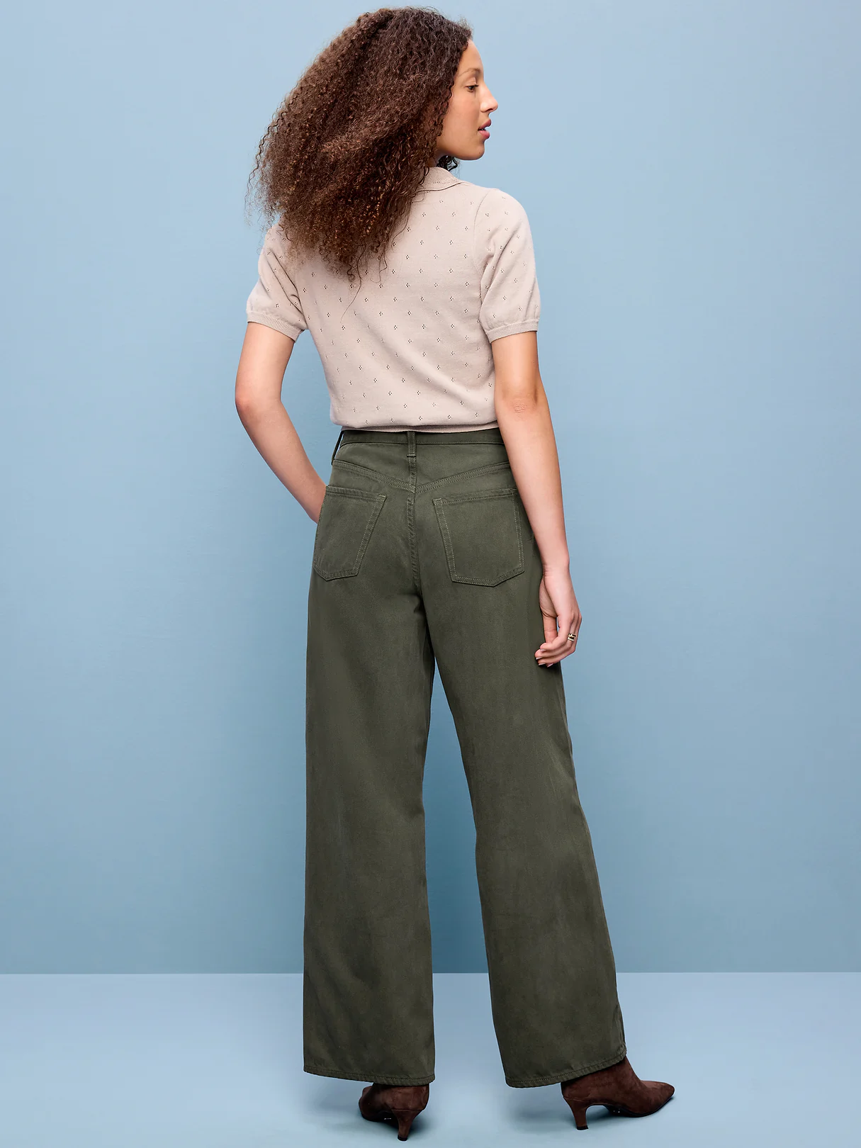 High-Waisted Baggy Wide-Leg Jeans - Forest Tapestry