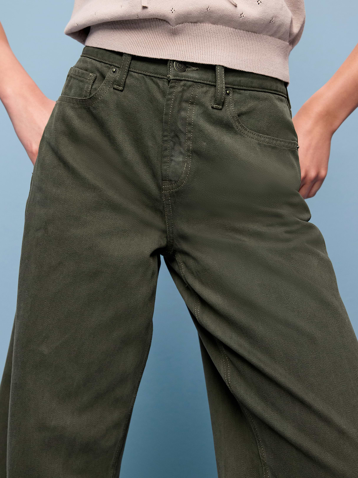 High-Waisted Baggy Wide-Leg Jeans - Forest Tapestry